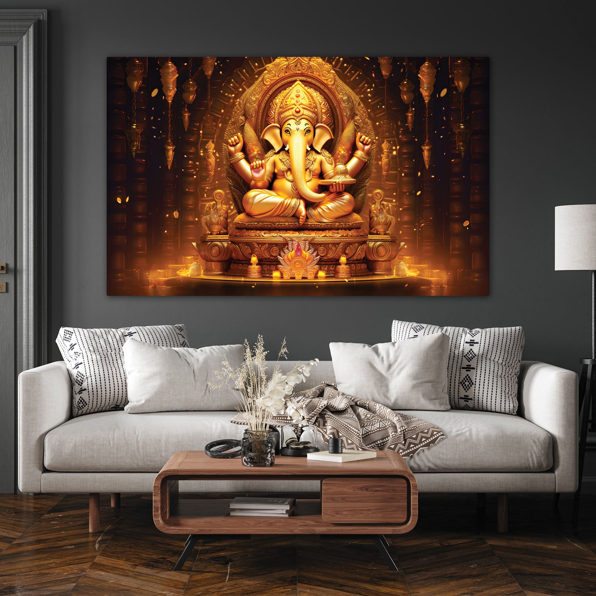 Ganesha Canvas painting with frame Big Size Wall Art for living room,Bedroom,Drawing room,Hotels