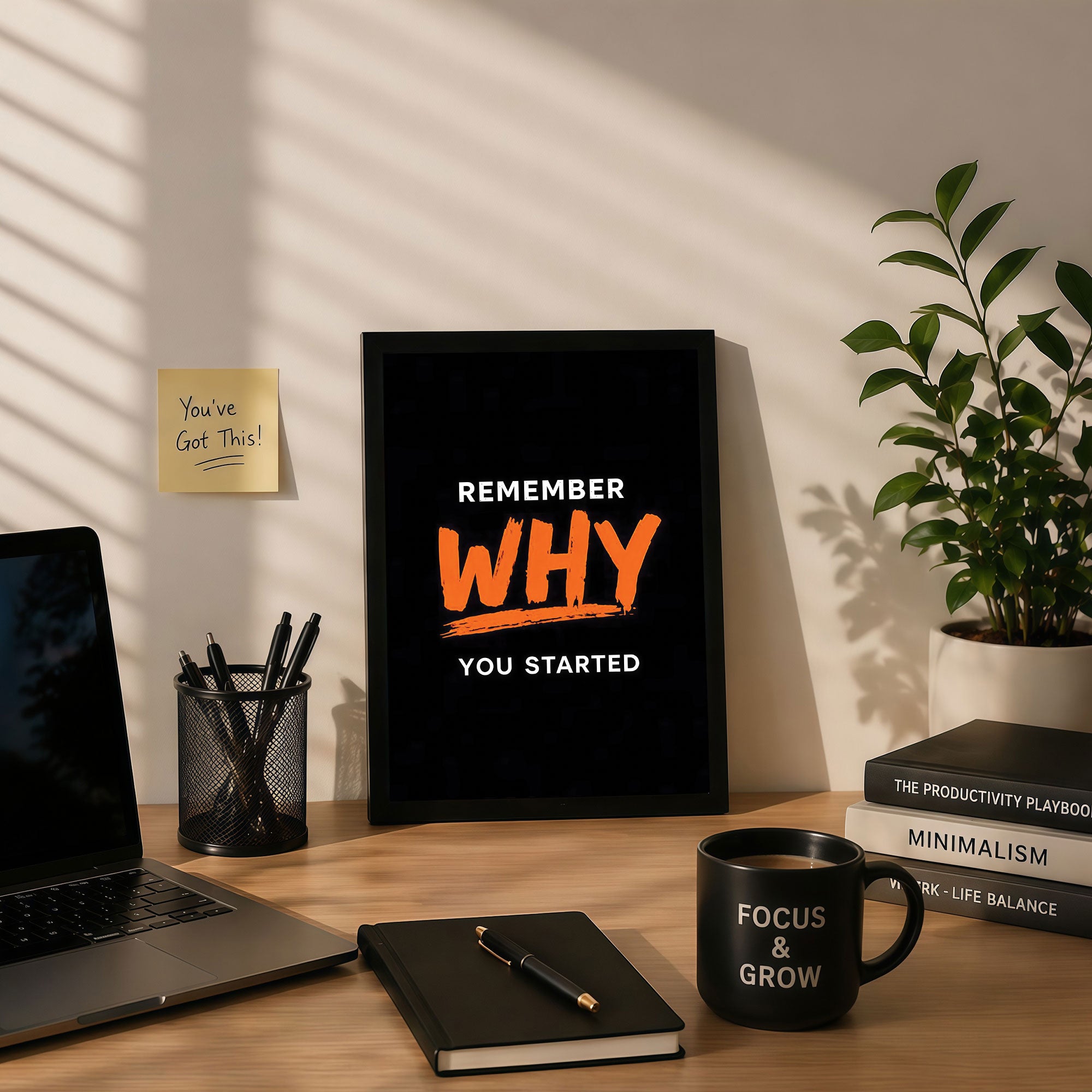 The Castle Decor Remember Why You Started Motivational Wall Art Frame | Inspirational Quote Decor for Office Gym & Study Room