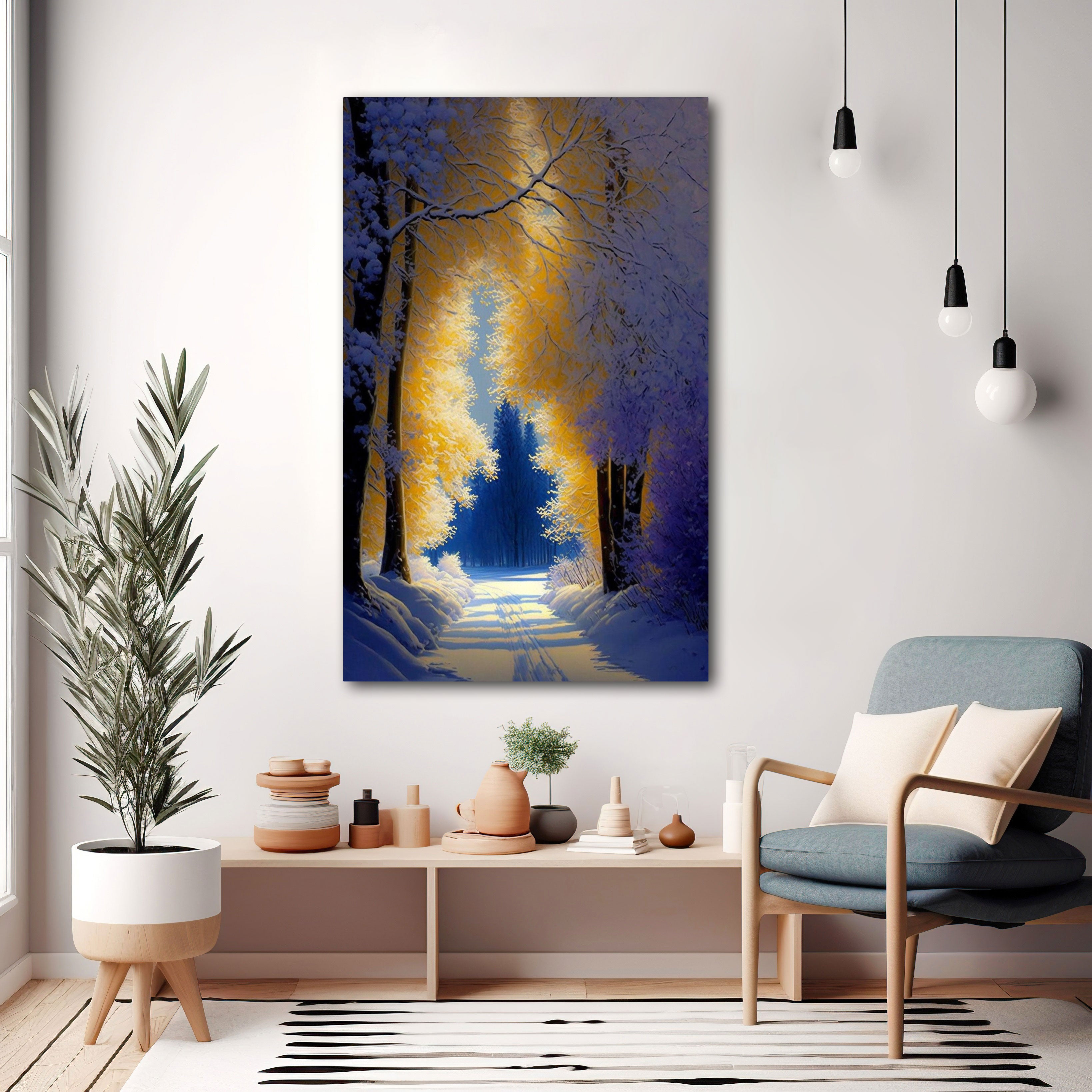 snow trees Canvas painting with frame Big Size Wall Art for living room,Bedroom,Drawing room,Hotels