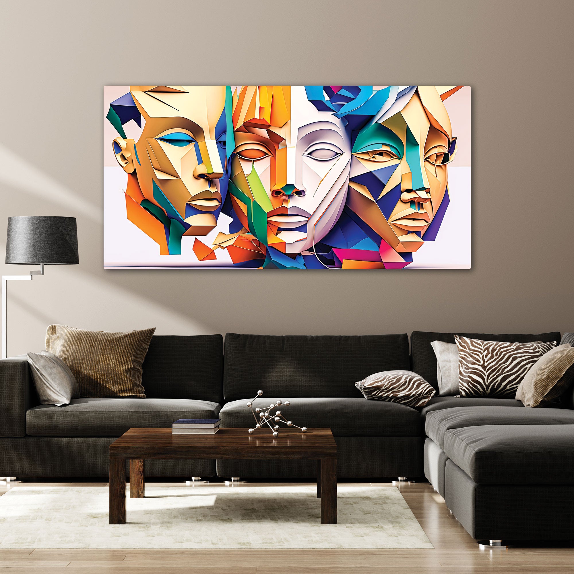 Modern faceAbstract Canvas painting with frame Big Size Wall Art for living room,Bedroom,Drawing room,Hotels