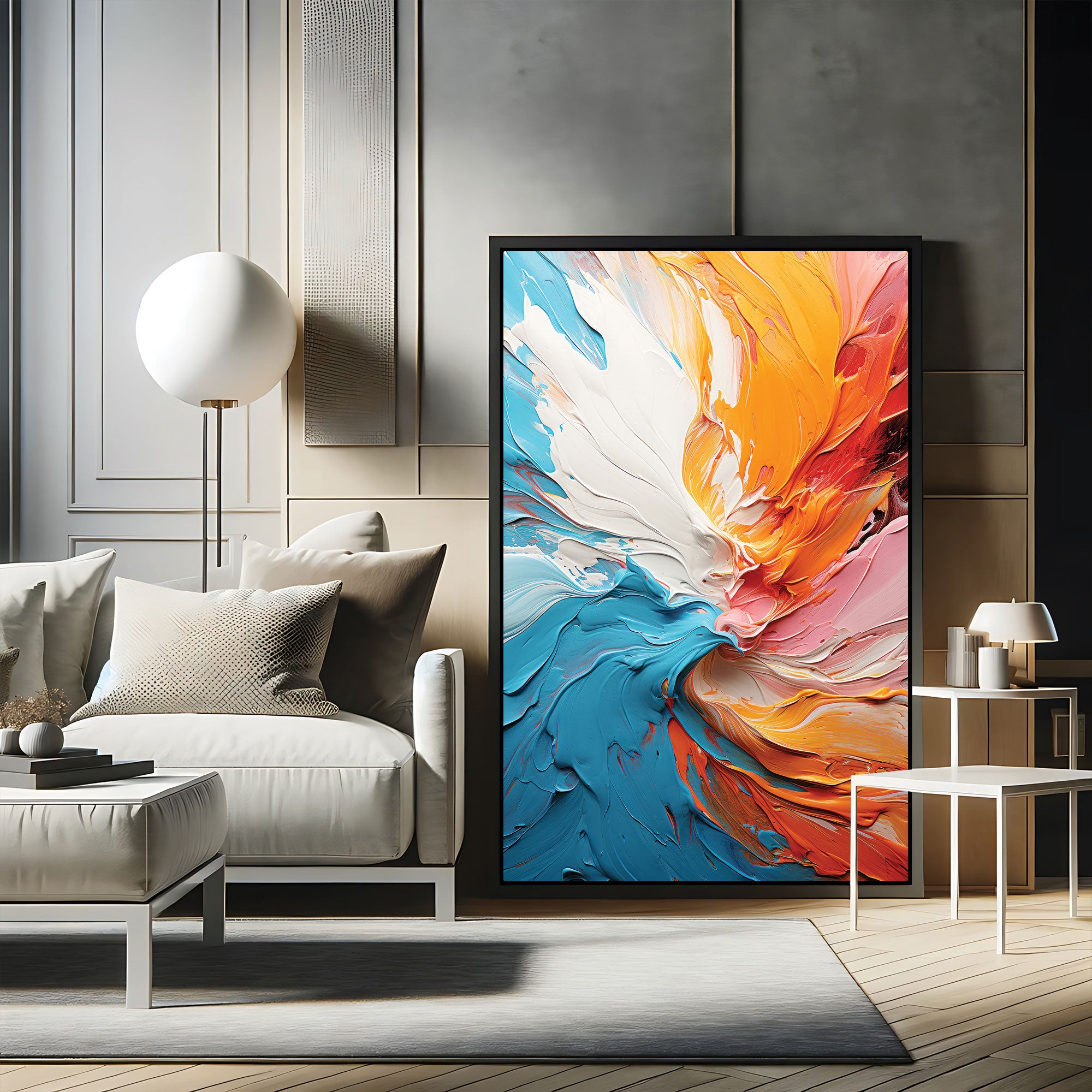 Multi colourAbstract Canvas painting with frame Big Size Wall Art for living room,Bedroom,Drawing room,Hotels