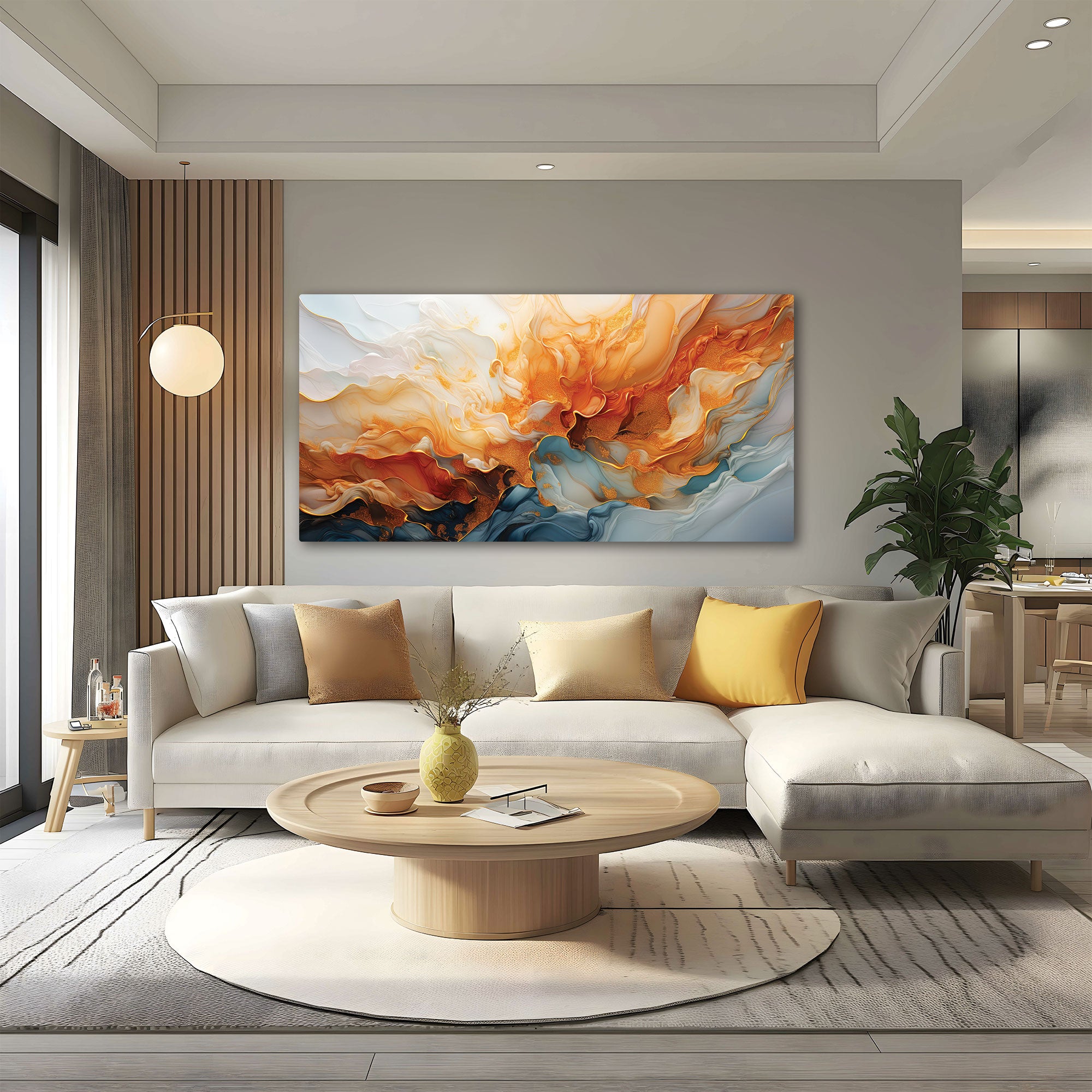 Modern MulticoloursAbstract Canvas painting with frame Big Size Wall Art for living room,Bedroom,Drawing room,Hotels