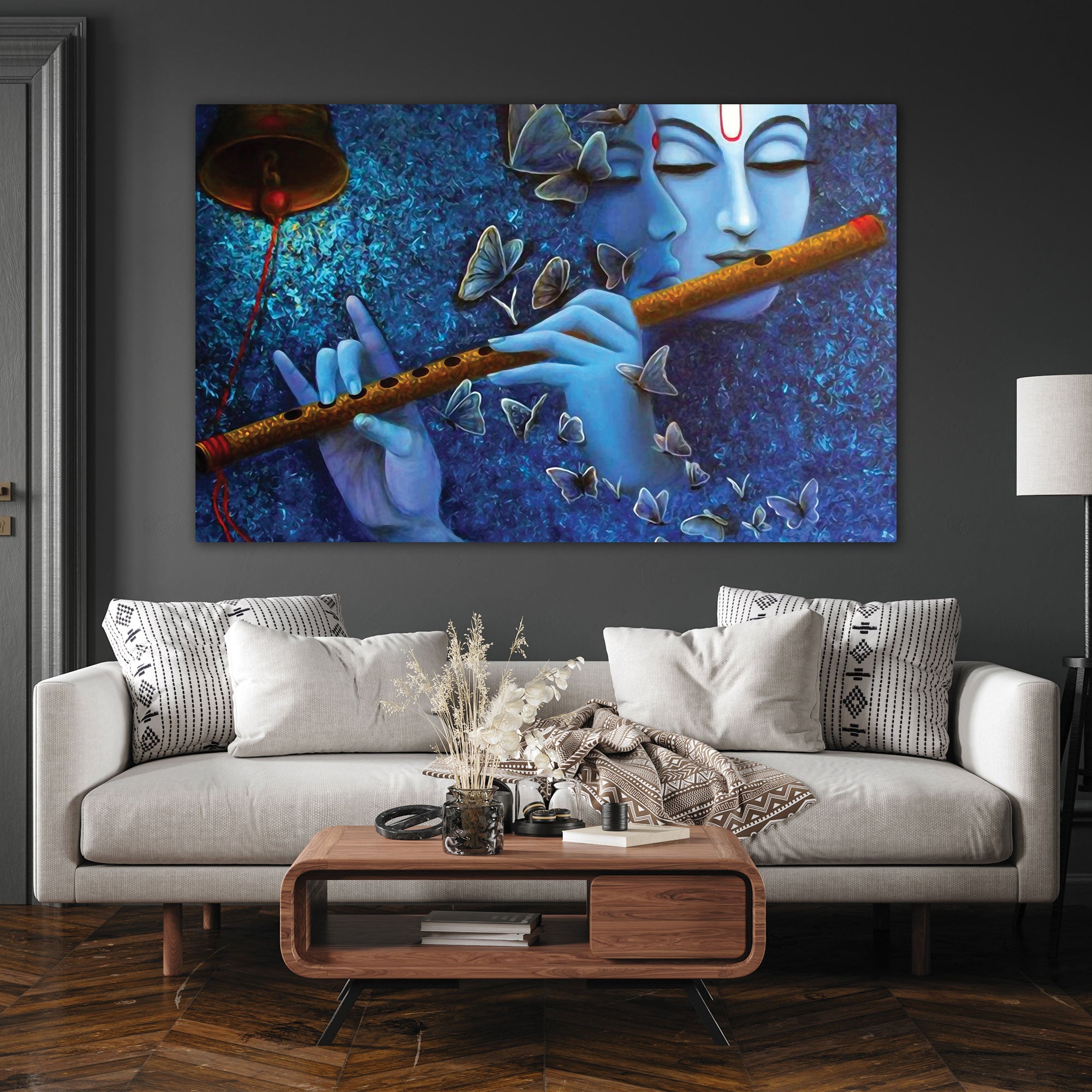 Radha krishnna beautiful Canvas painting with frame Big Size Wall Art for living room,Bedroom,Drawing room,Hotels