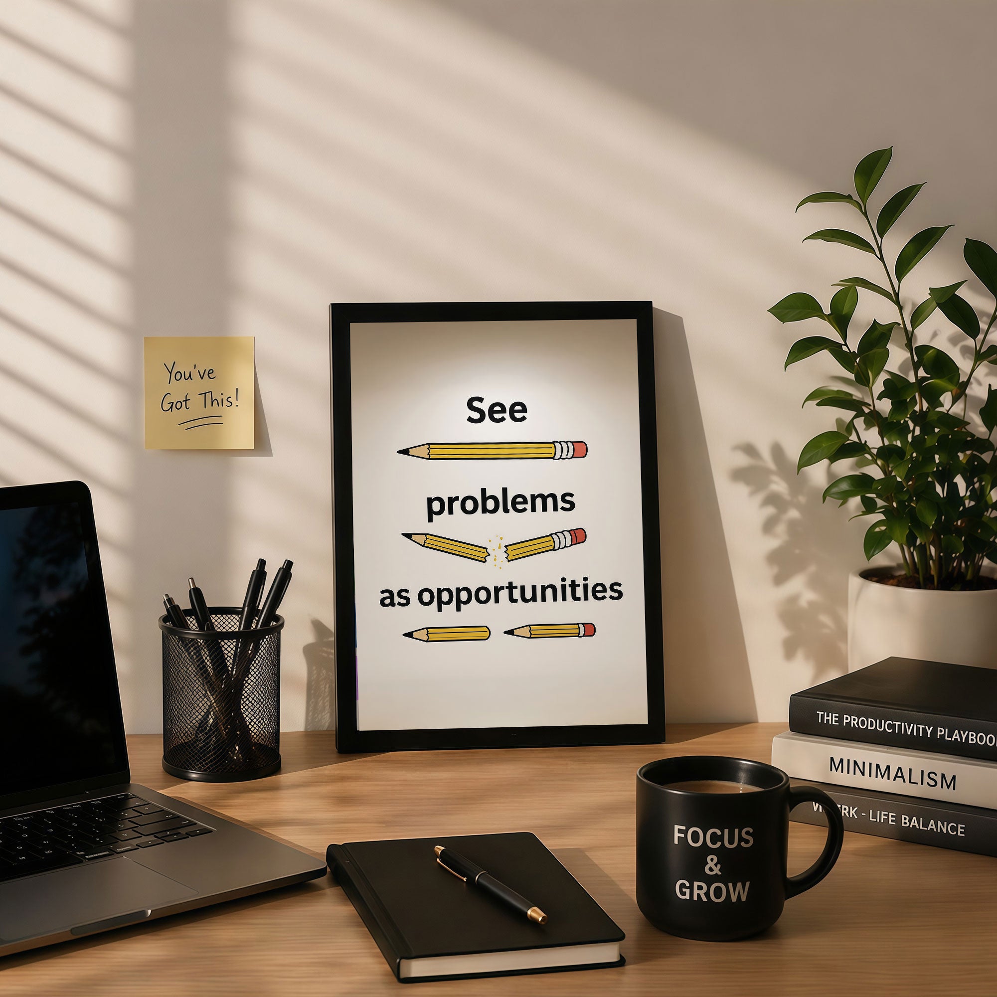The Castle Decor See Problems As Opportunities Wall Art Frame | Inspirational Quote Poster for Office, Study & Home Decor
