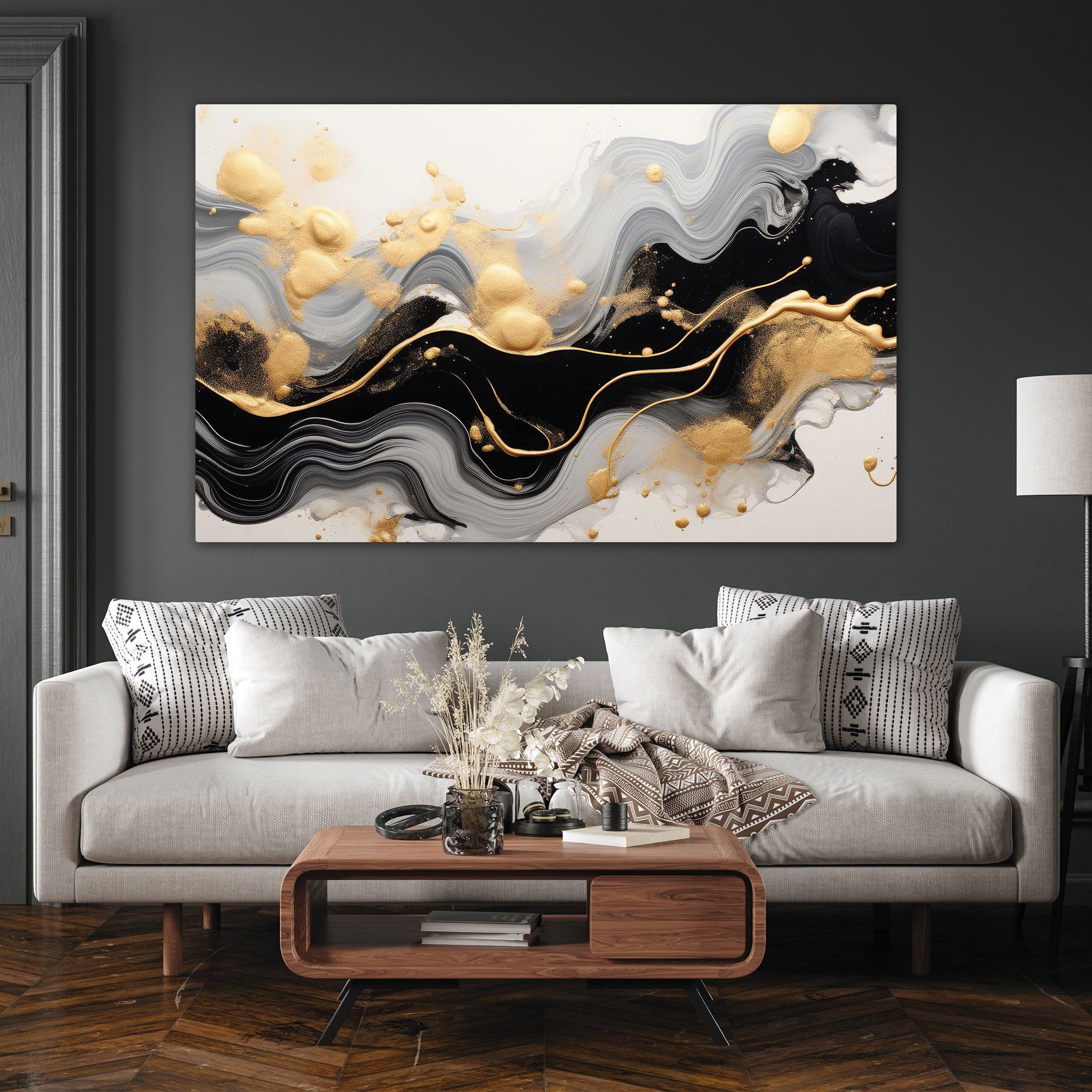 Marble Abstract Canvas painting with frame Big Size Wall Art for living room,Bedroom,Drawing room,Hotels