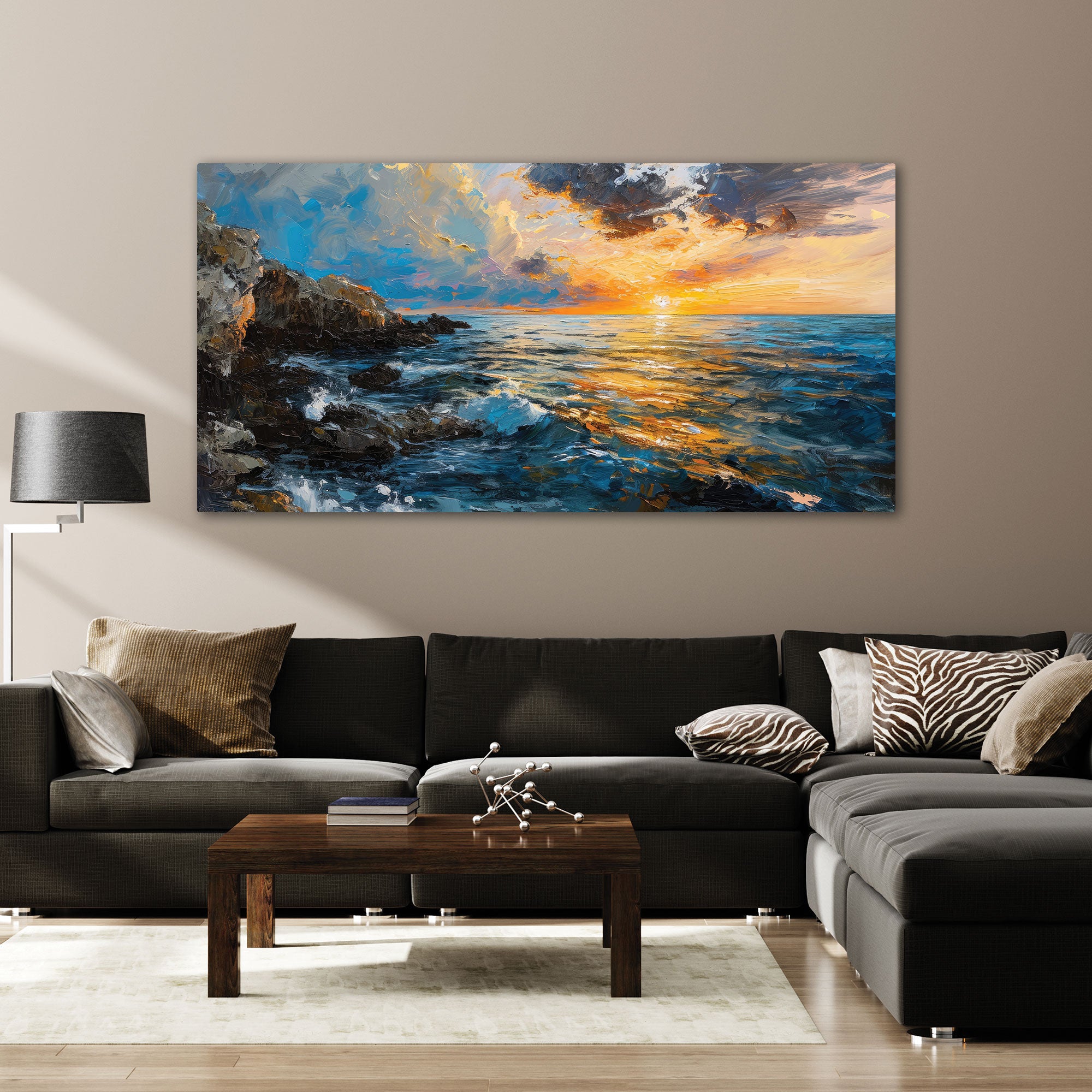 SunsetAbstract Canvas painting with frame Big Size Wall Art for living room,Bedroom,Drawing room,Hotels