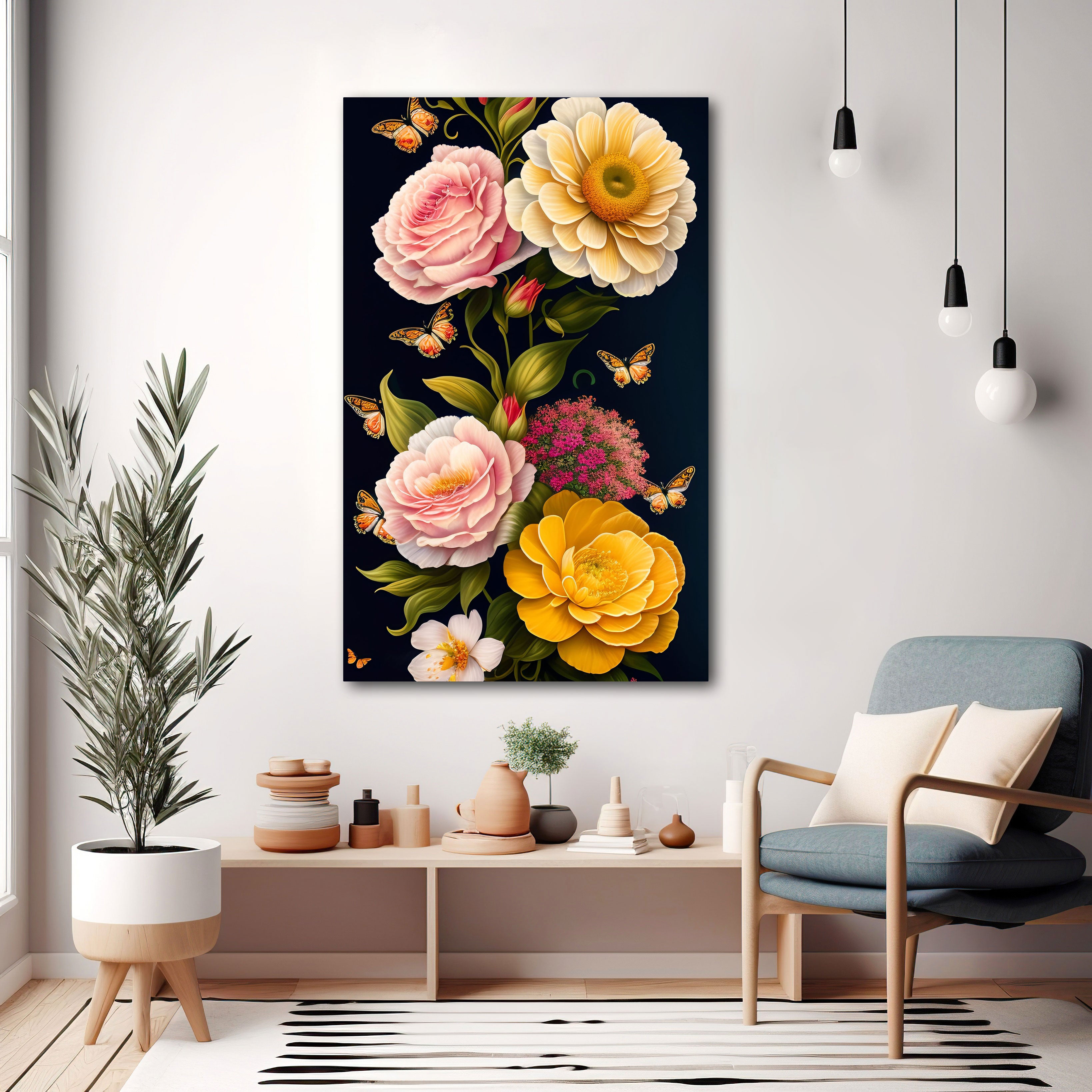 FlowerAbstract Canvas painting with frame Big Size Wall Art for living room,Bedroom,Drawing room,Hotels