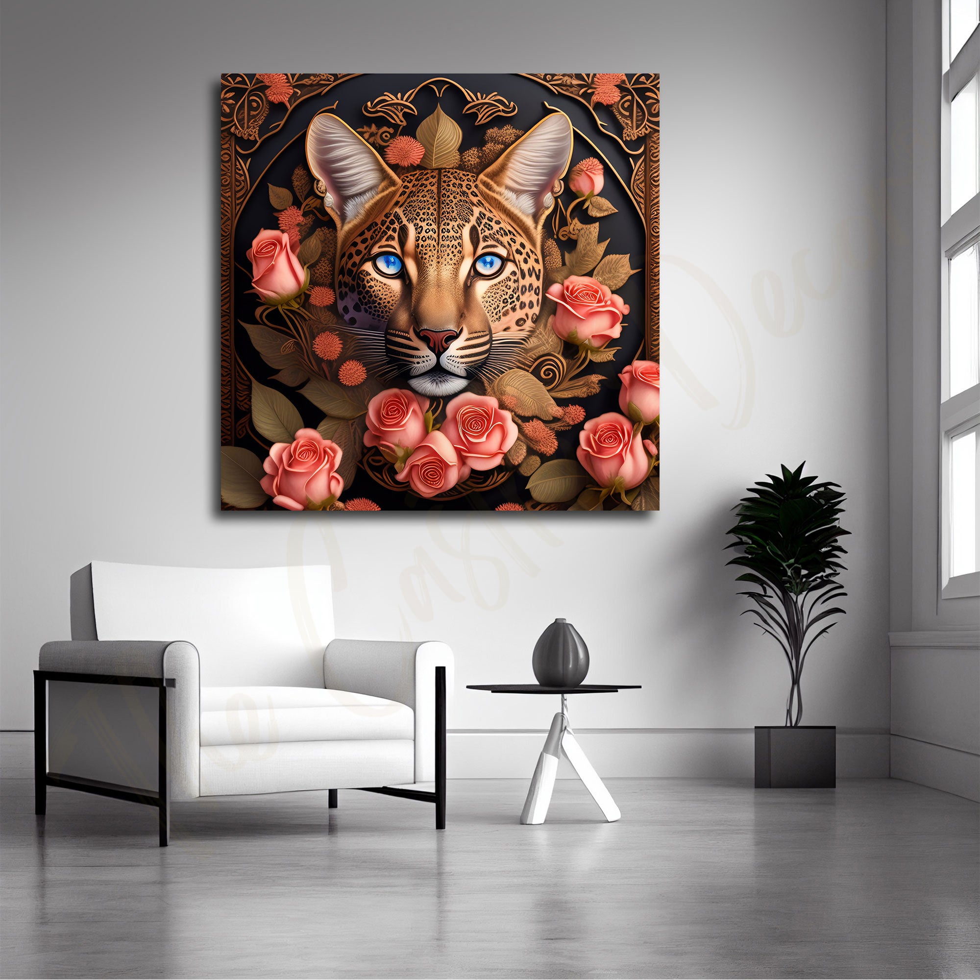 Leopard painting with frame Big Size Wall Art for living room,Bedroom,Drawing room,Hotels