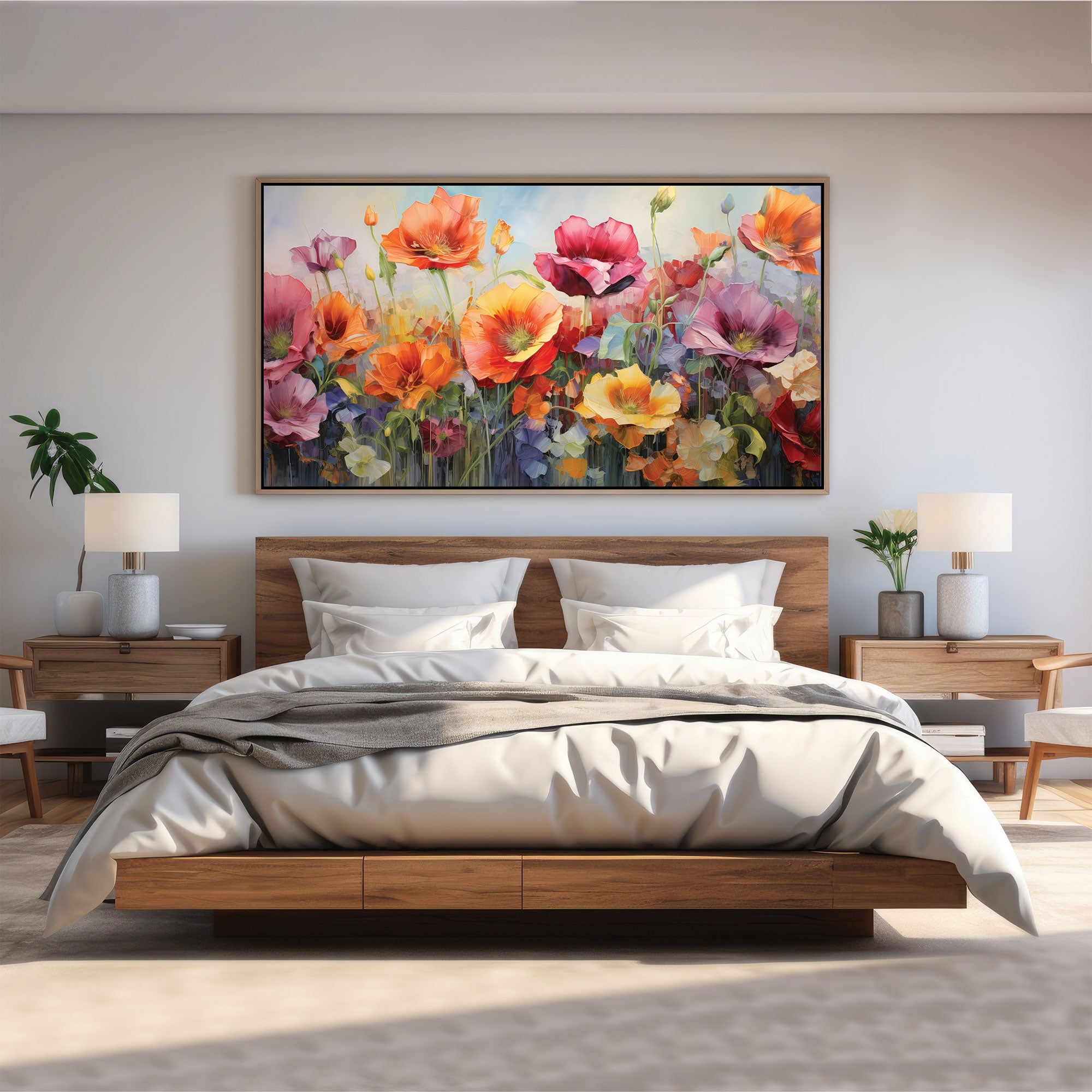 FlowersAbstract Canvas painting with frame Big Size Wall Art for living room,Bedroom,Drawing room,Hotels