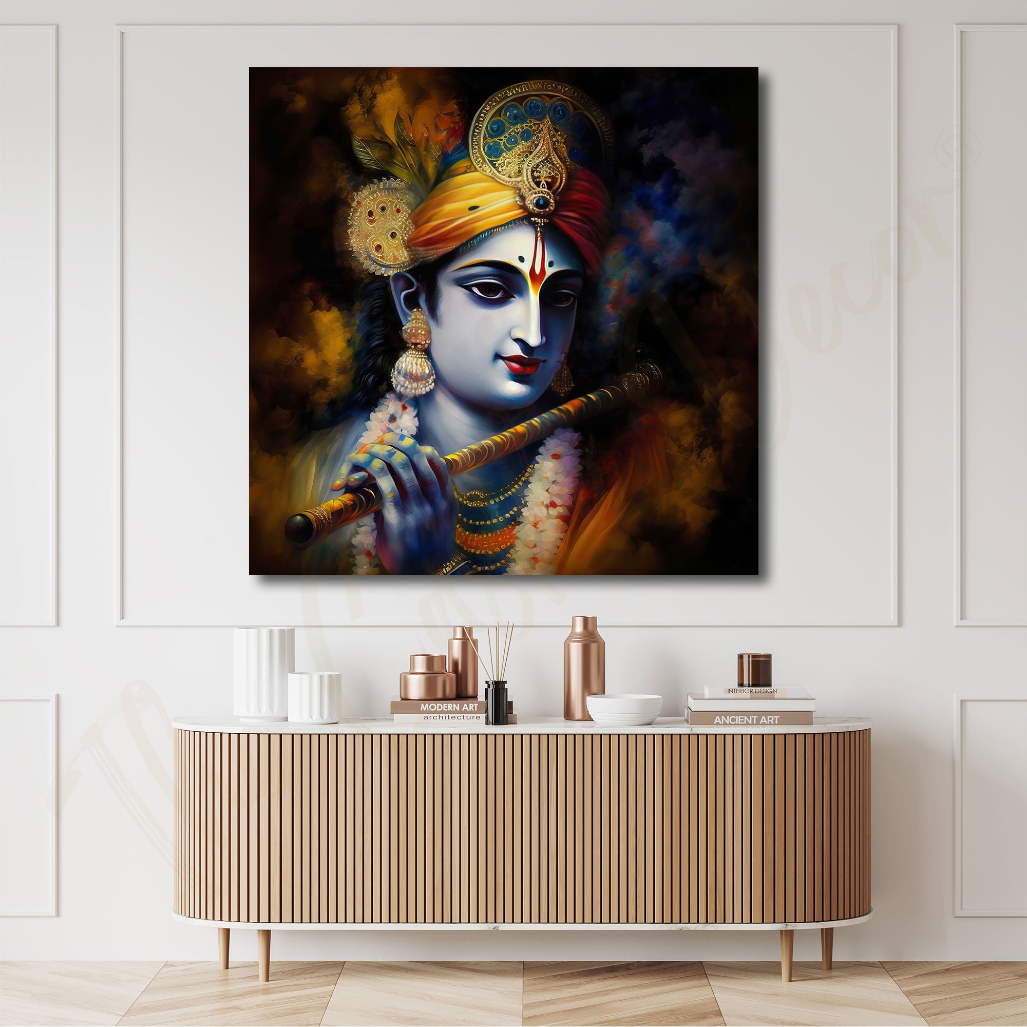 Krishna painting with frame Big Size Wall Art for living room,Bedroom,Drawing room,Hotels