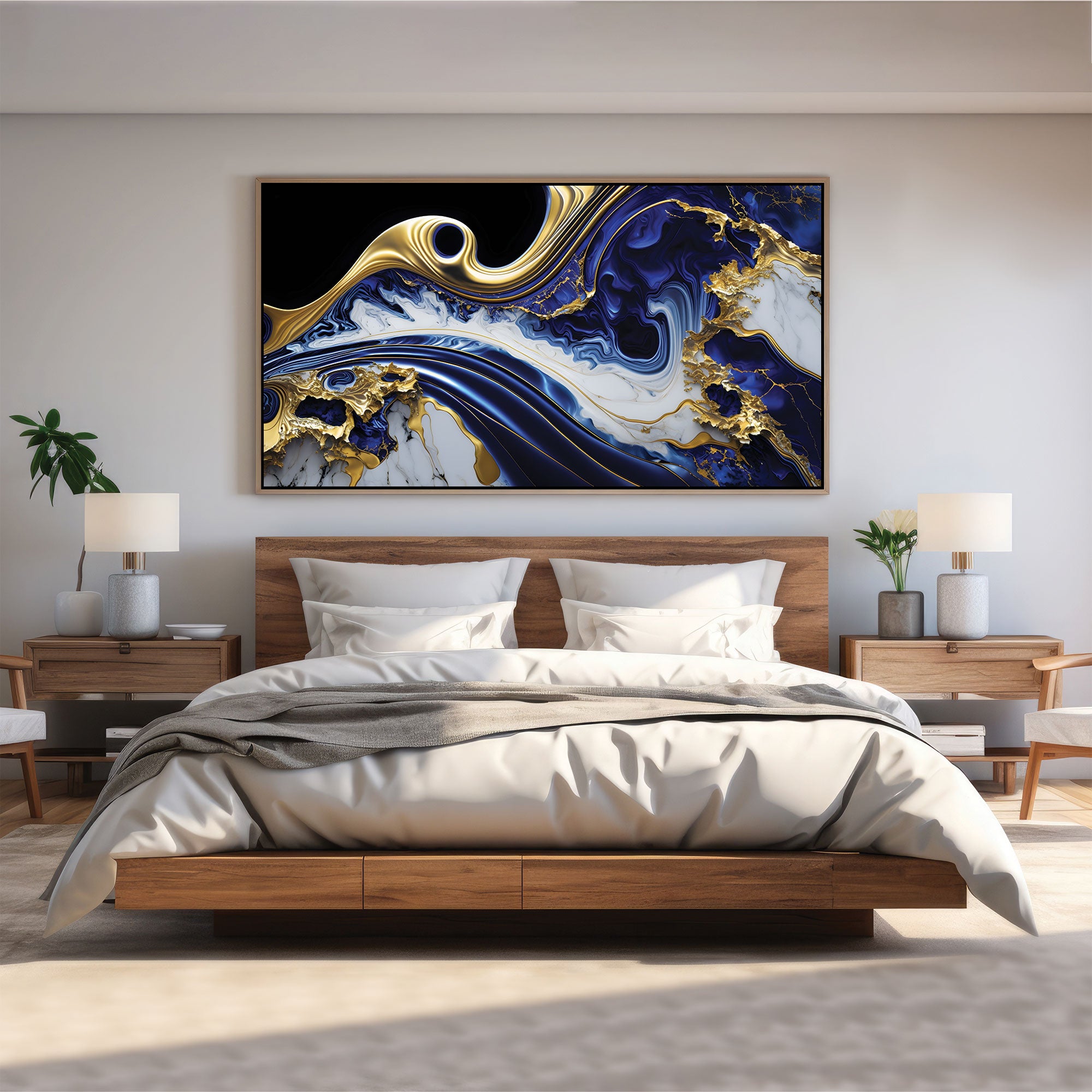 MarbleAbstract Canvas painting with frame Big Size Wall Art for living room,Bedroom,Drawing room,Hotels-Wooden FramedDigital Painting