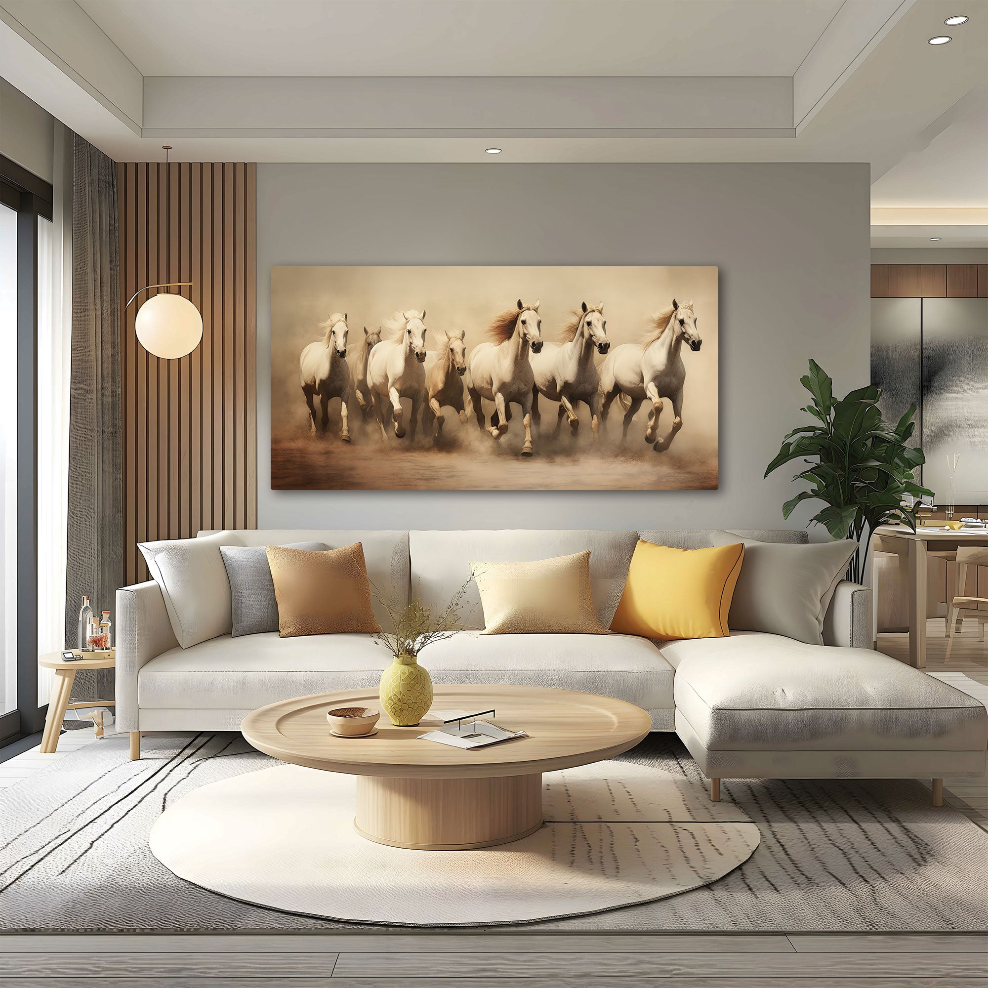 Running 7 horses vaastu Canvas painting Big Size Wall Art for living room,Bedroom,Drawing room,Hotels