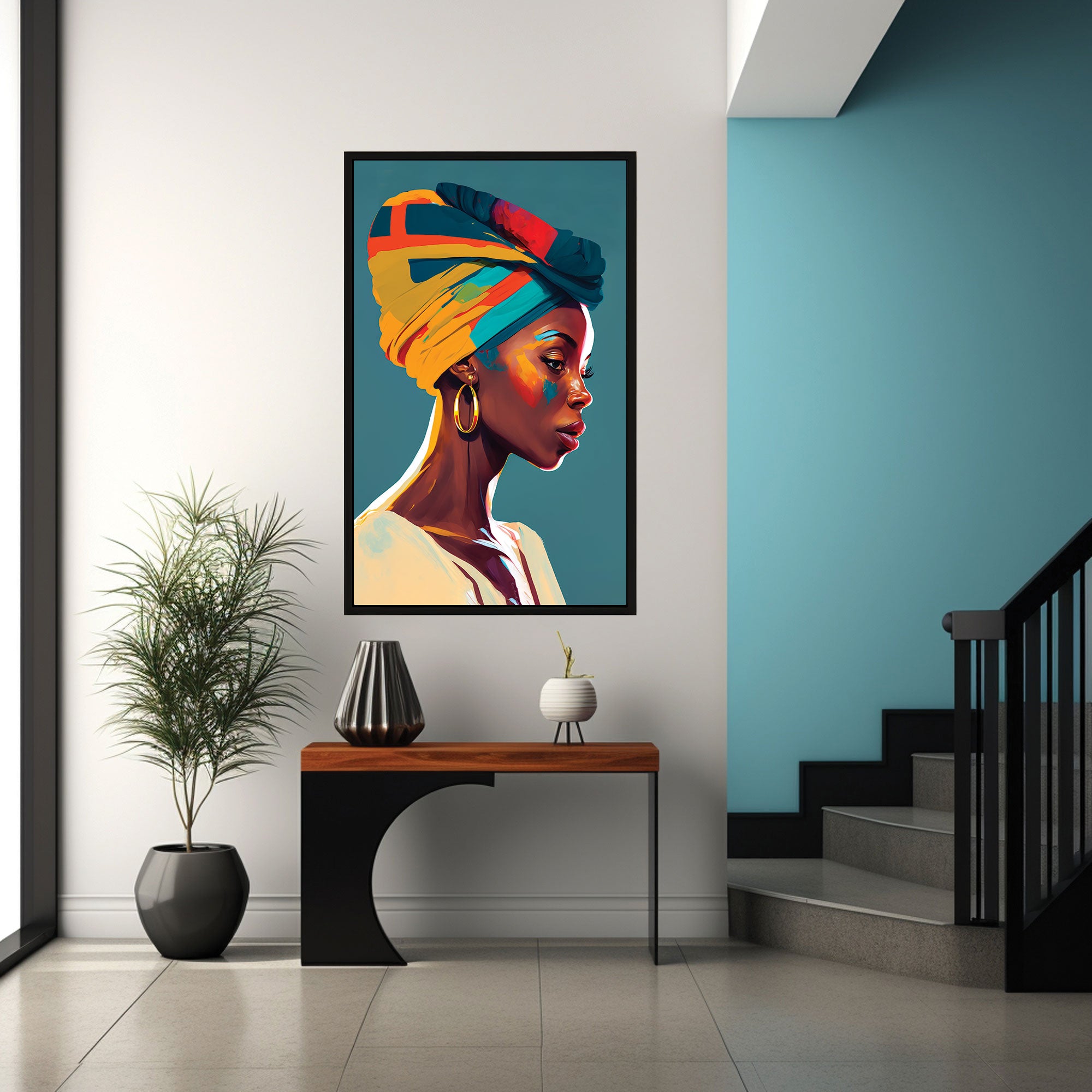 Women faceAbstract Canvas painting with frame Big Size Wall Art for living room,Bedroom,Drawing room,Hotels