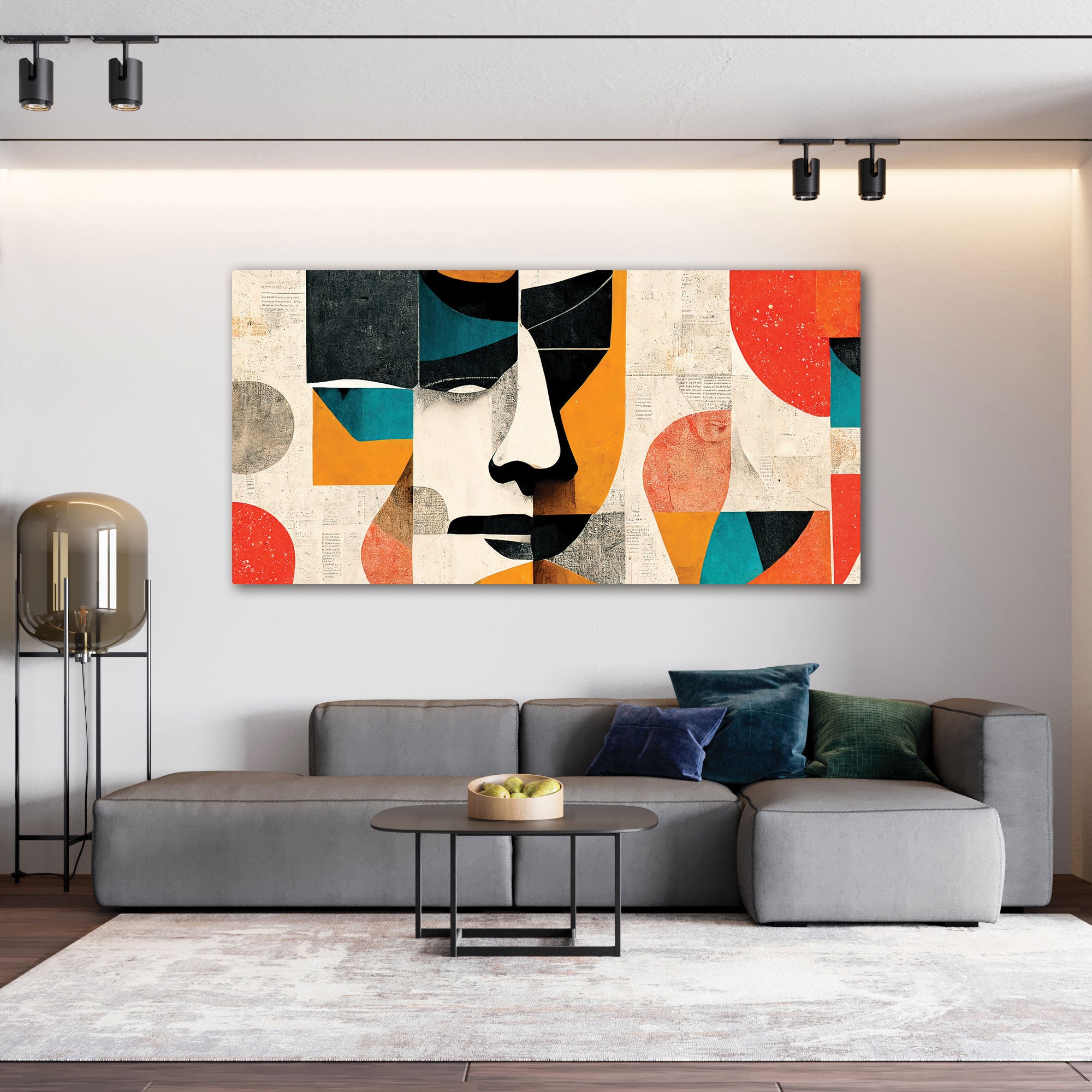 FaceAbstract finish Canvas painting with frame Big Size Wall Art for living room,Bedroom,Drawing room,Hotels