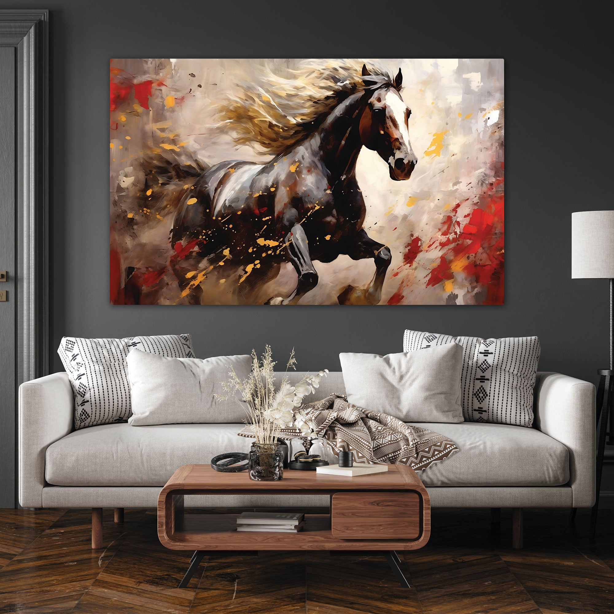 Modern horse Canvas painting with frame Big Size Wall Art for living room,Bedroom,Drawing room,Hotels