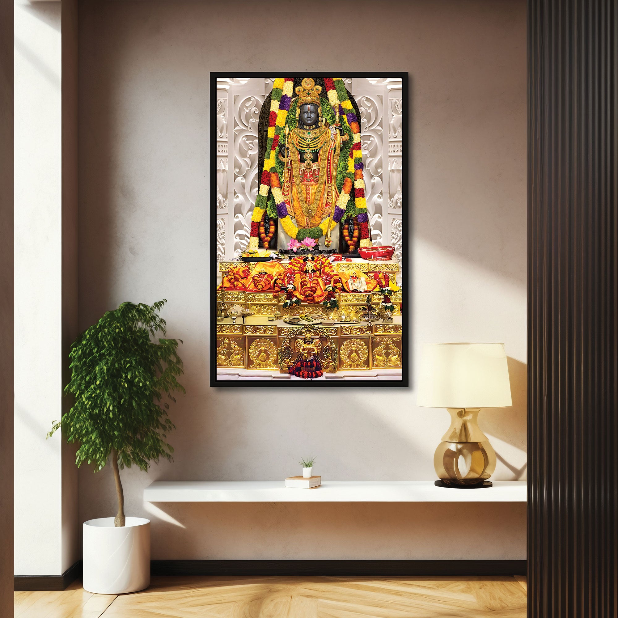 The Castle Decor ramlala canvas/Sparkle painting with frame Big Size Wall Art for living room,Bedroom,Drawing room,Hotels-Wooden Framed-Digital Painting