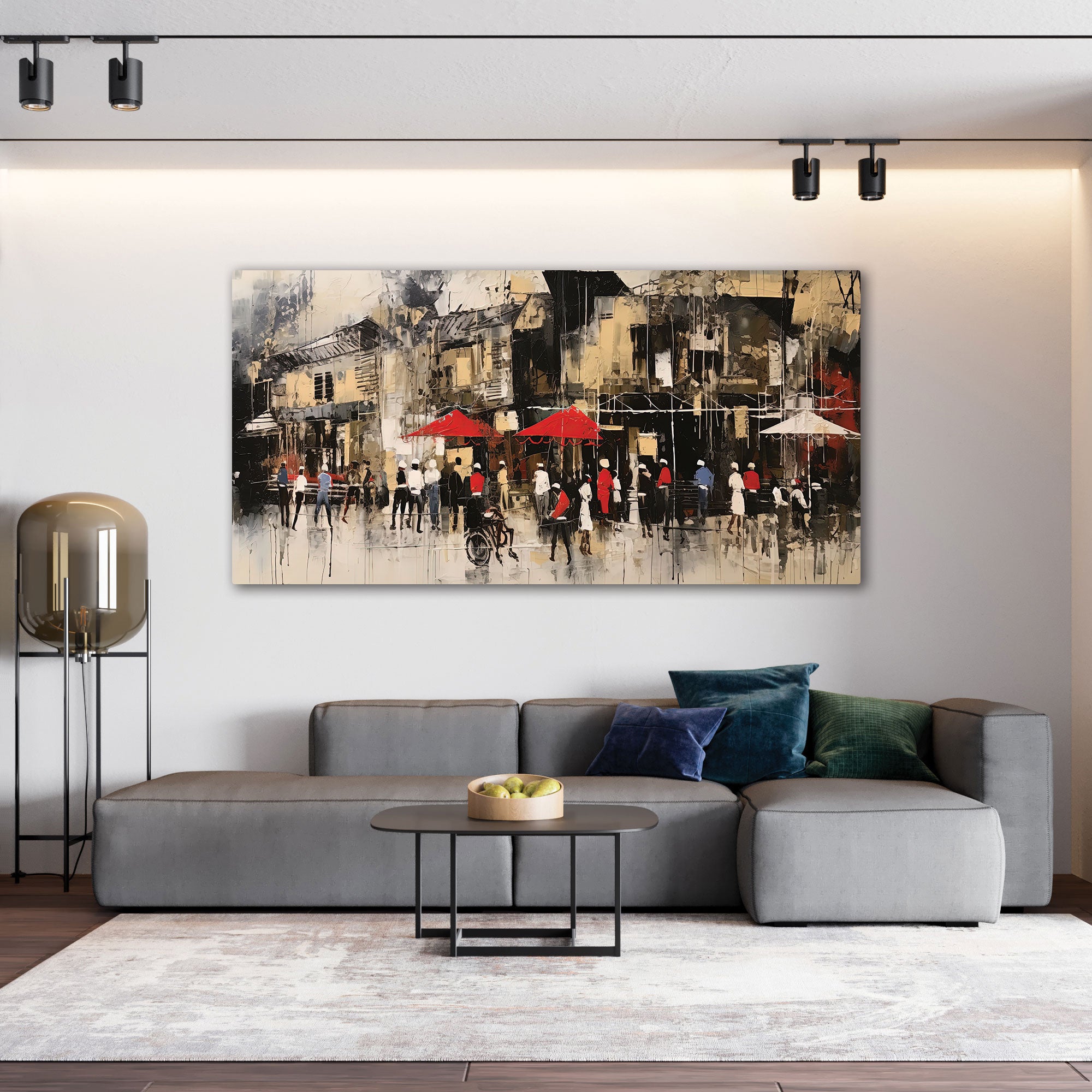 Market sqaure Canvas painting with frame Big Size Wall Art for living room,Bedroom,Drawing room,Hotels