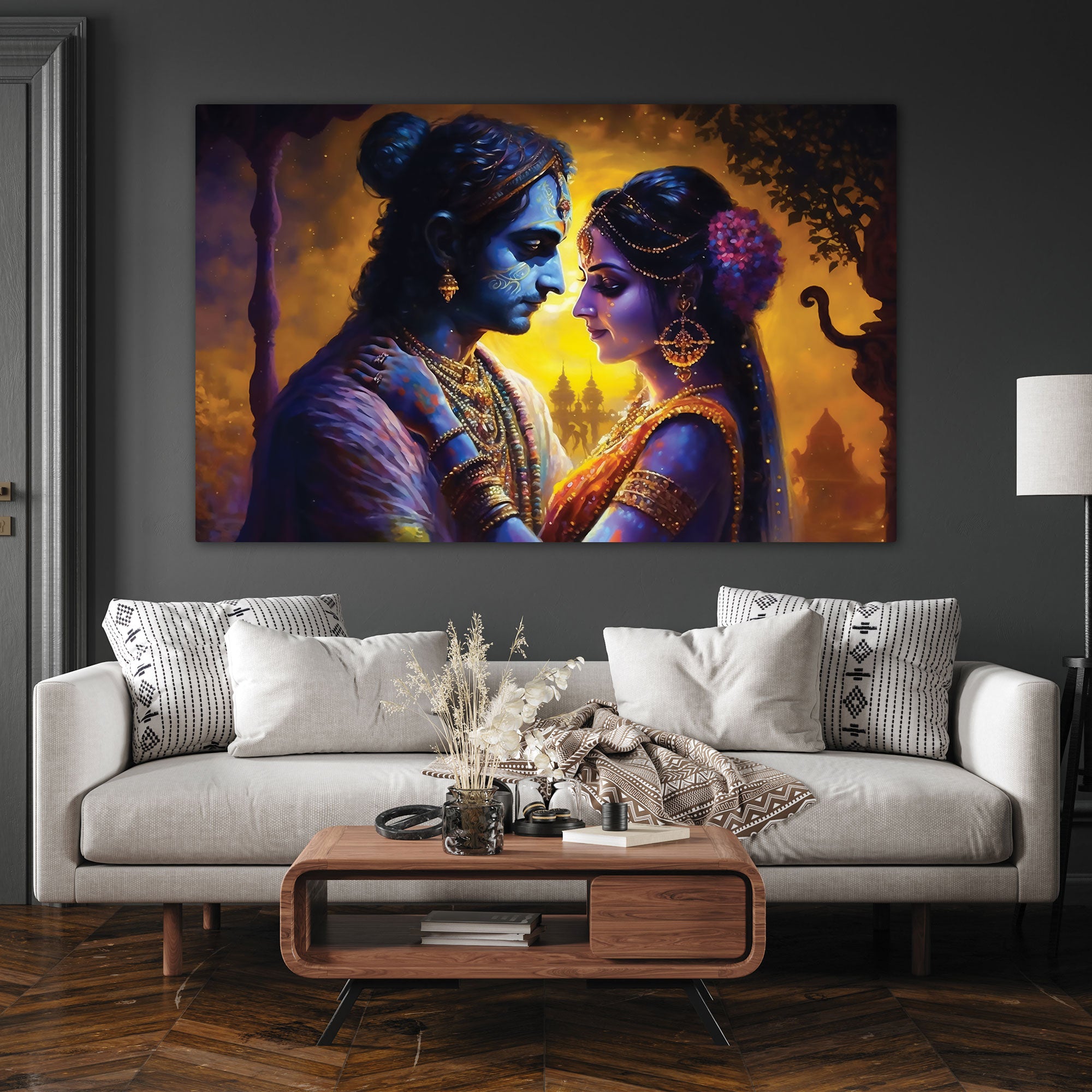 Radha krishan ji Canvas painting with frame Big Size Wall Art for living room,Bedroom,Drawing room,Hotels