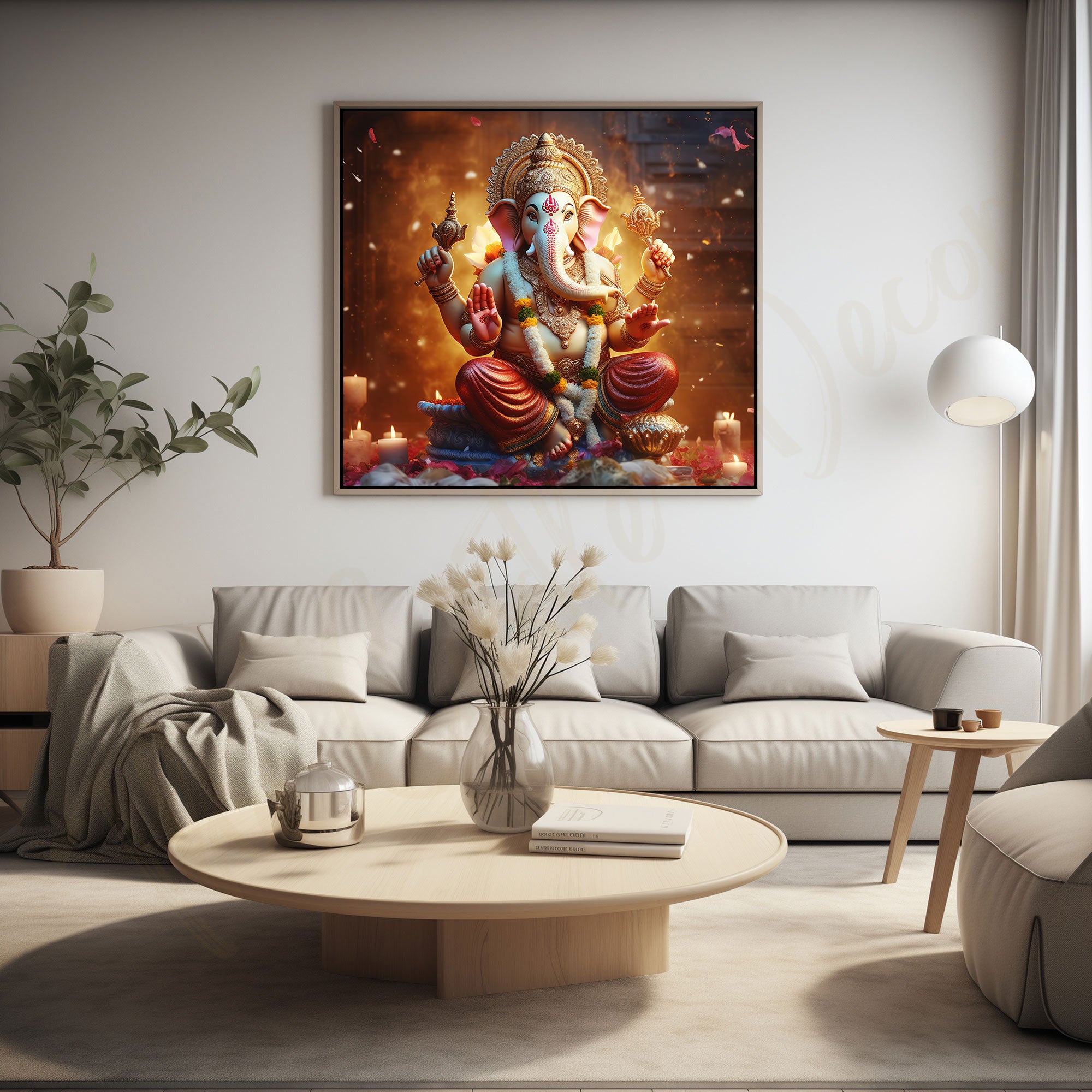 Ganesh murti painting with frame Big Size Wall Art for living room,Bedroom,Drawing room,Hotels