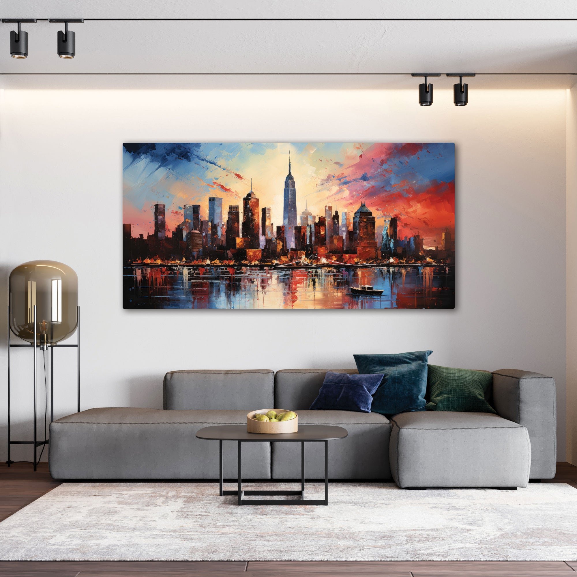 Modern cityscape Canvas painting with frame Big Size Wall Art for living room,Bedroom,Drawing room,Hotels