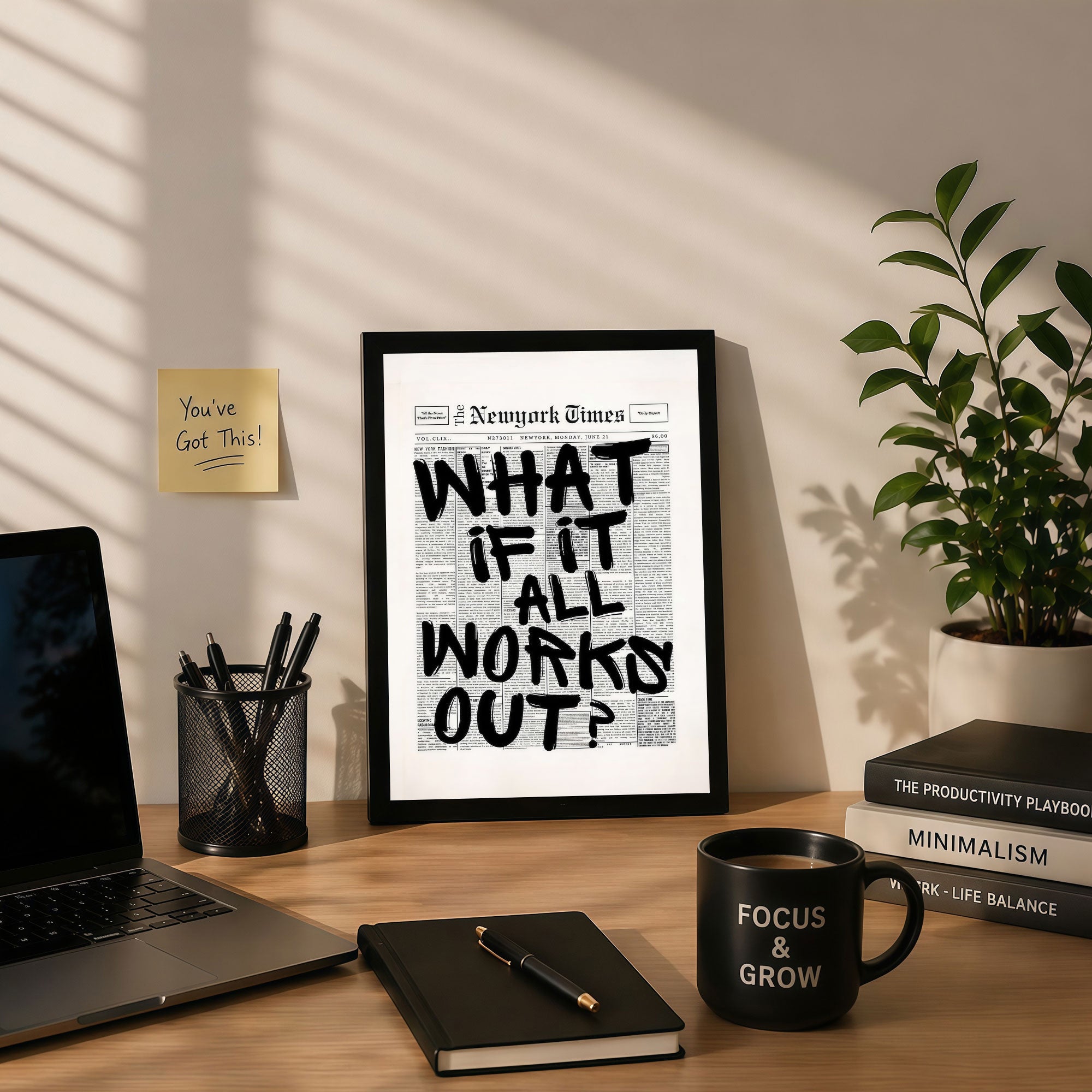 The Castle Decor What If It All Works Out Wall Art | Motivational Quote Frame for Office & Home Decor