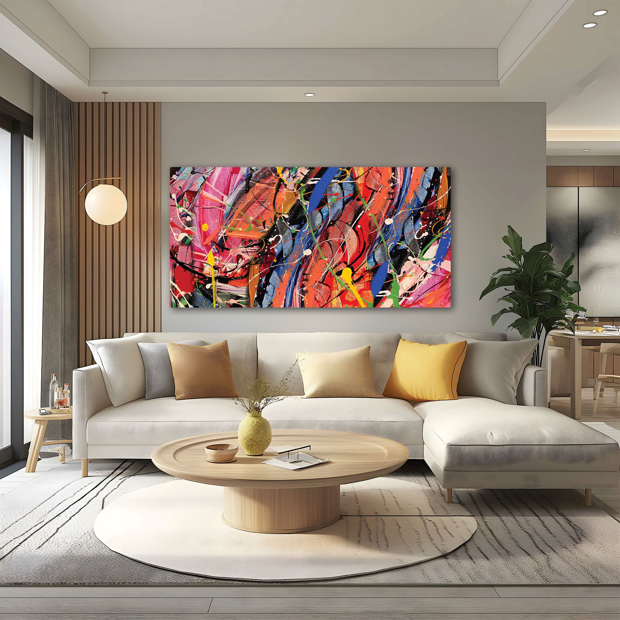 ColourfulAbstract art Canvas painting with frame Big Size Wall Art for living room,Bedroom,Drawing room,Hotels