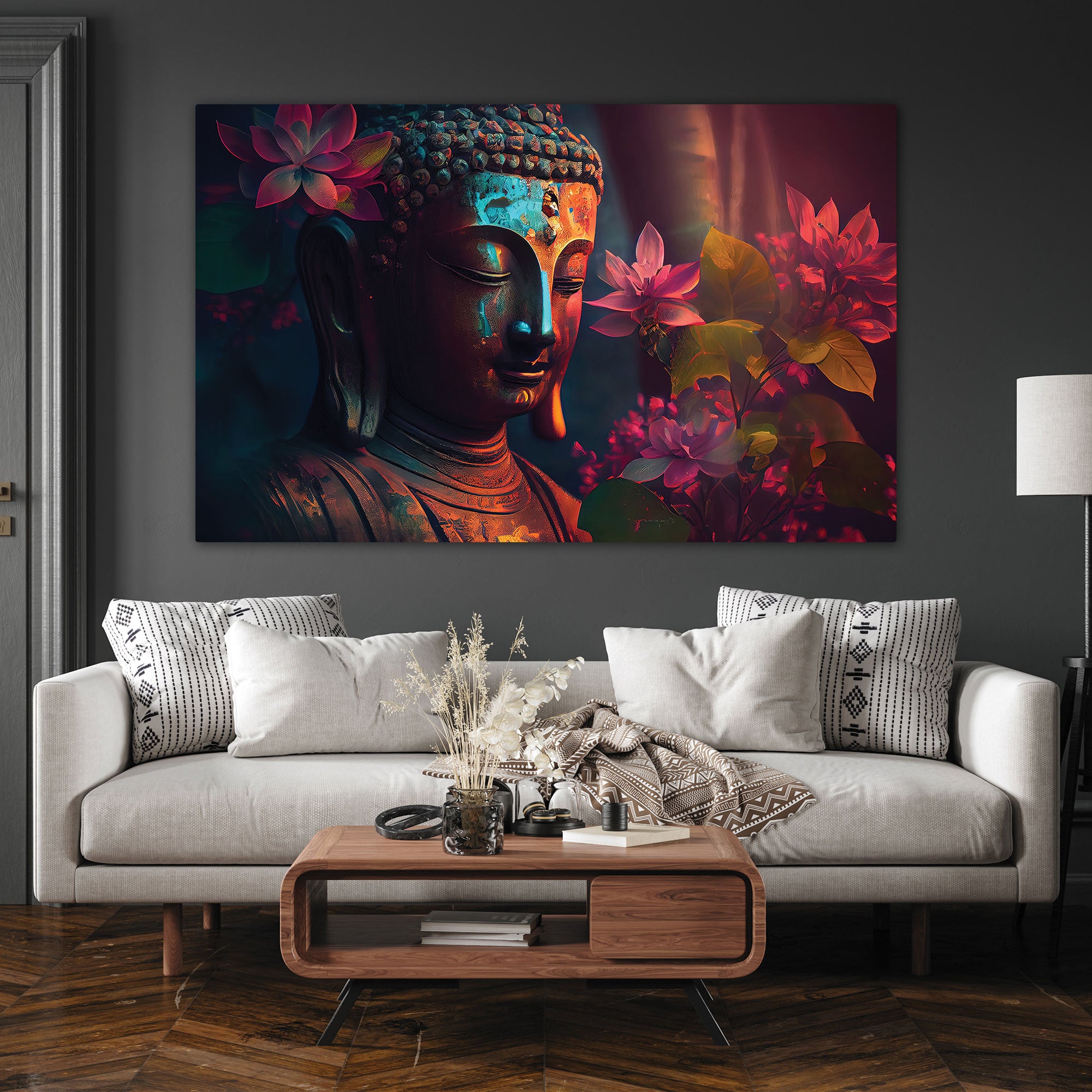 Budha art Canvas painting with frame Big Size Wall Art for living room,Bedroom,Drawing room,Hotels
