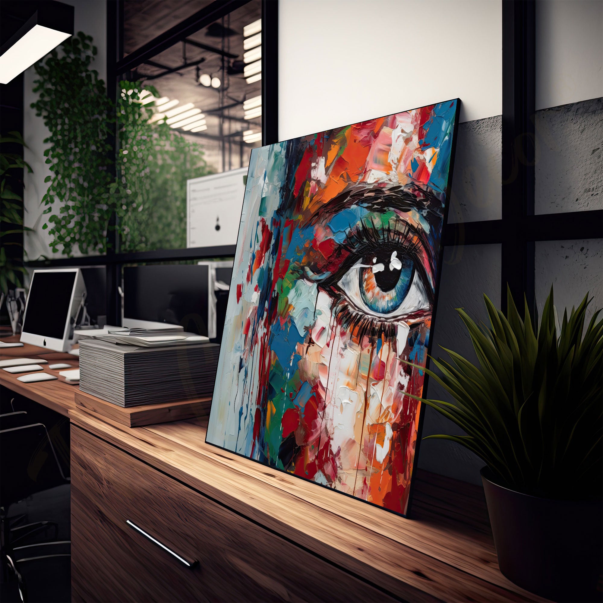Abstract woman face painting with frame Big Size Wall Art for living room,Bedroom,Drawing room,Hotels
