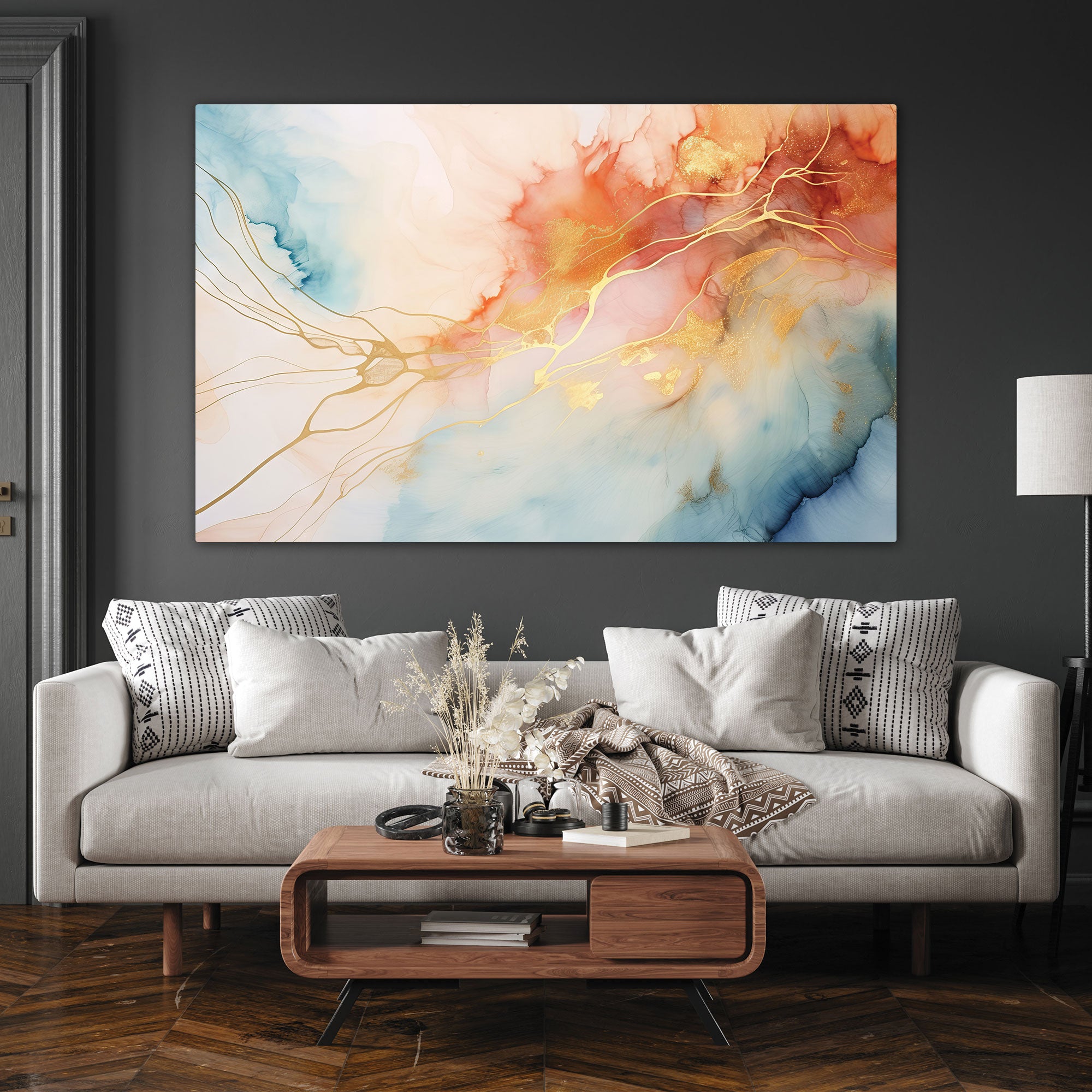 Marble Abstract Canvas painting with frame Big Size Wall Art for living room,Bedroom,Drawing room,Hotels