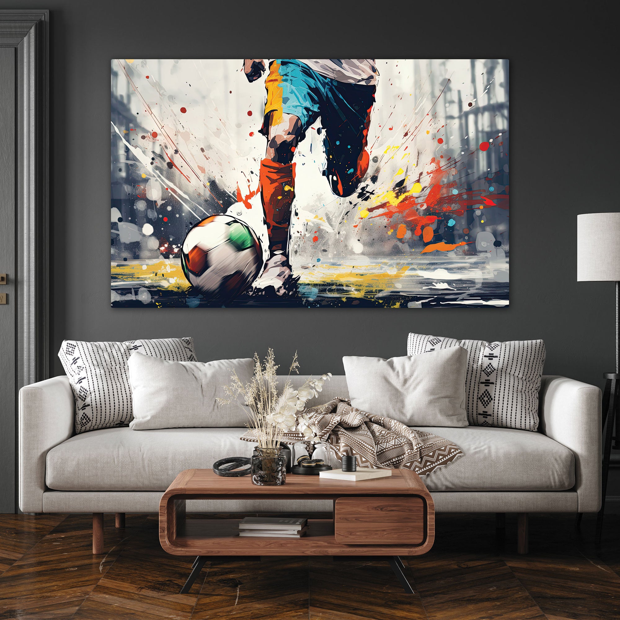 Football Canvas painting with frame Big Size Wall Art for living room,Bedroom,Drawing room,Hotels