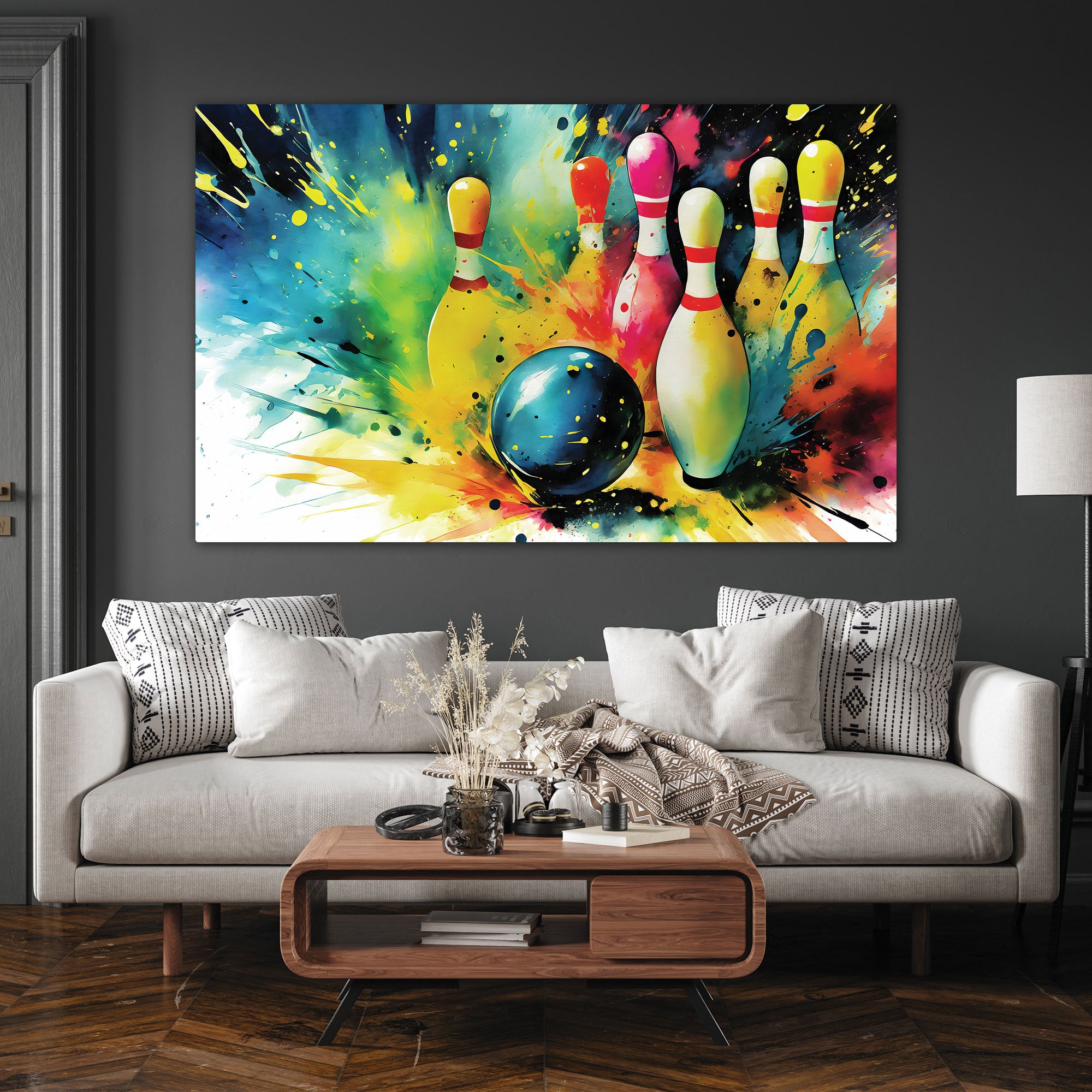 The Castle Decor bowling ball abstract canvas/Sparkle painting with frame Big Size Wall Art for living room,Bedroom,Drawing room,Hotels-Wooden Framed-Digital Painting