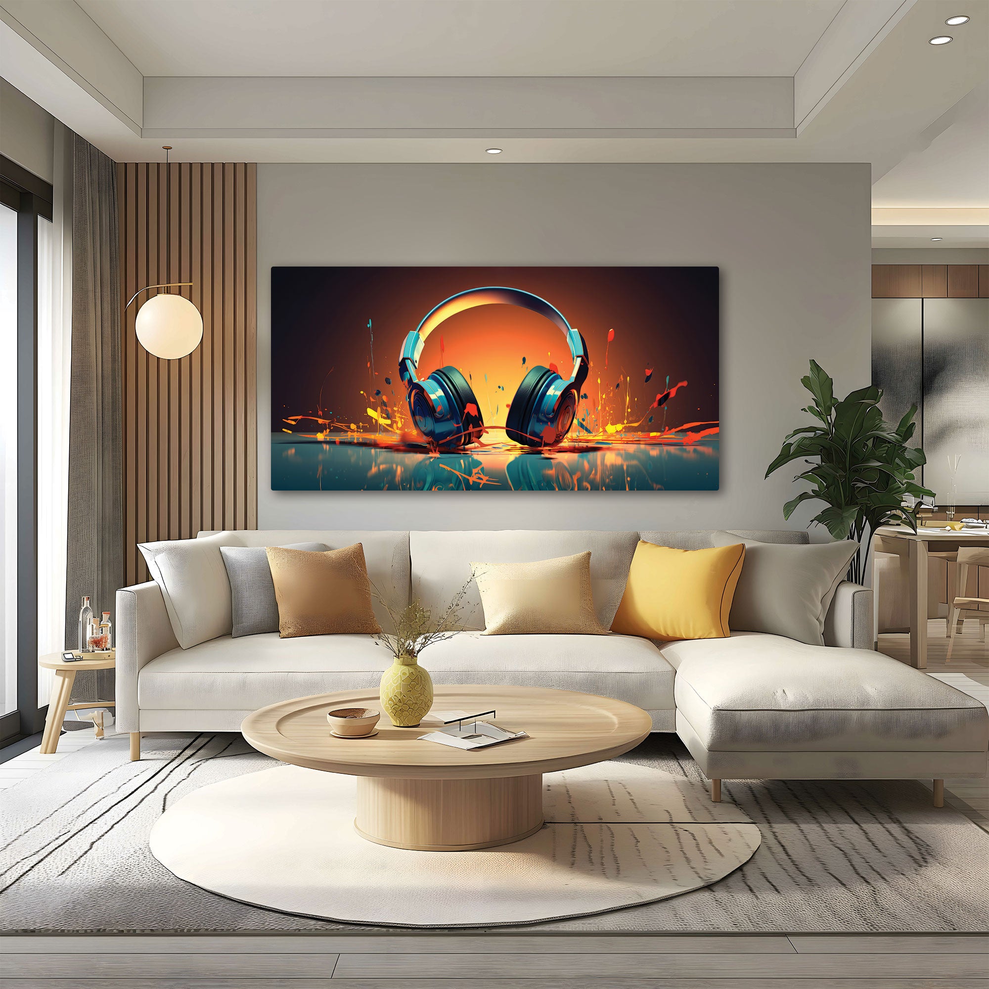 HeadphoneAbstract Canvas painting with frame Big Size Wall Art for living room,Bedroom,Drawing room,Hotels