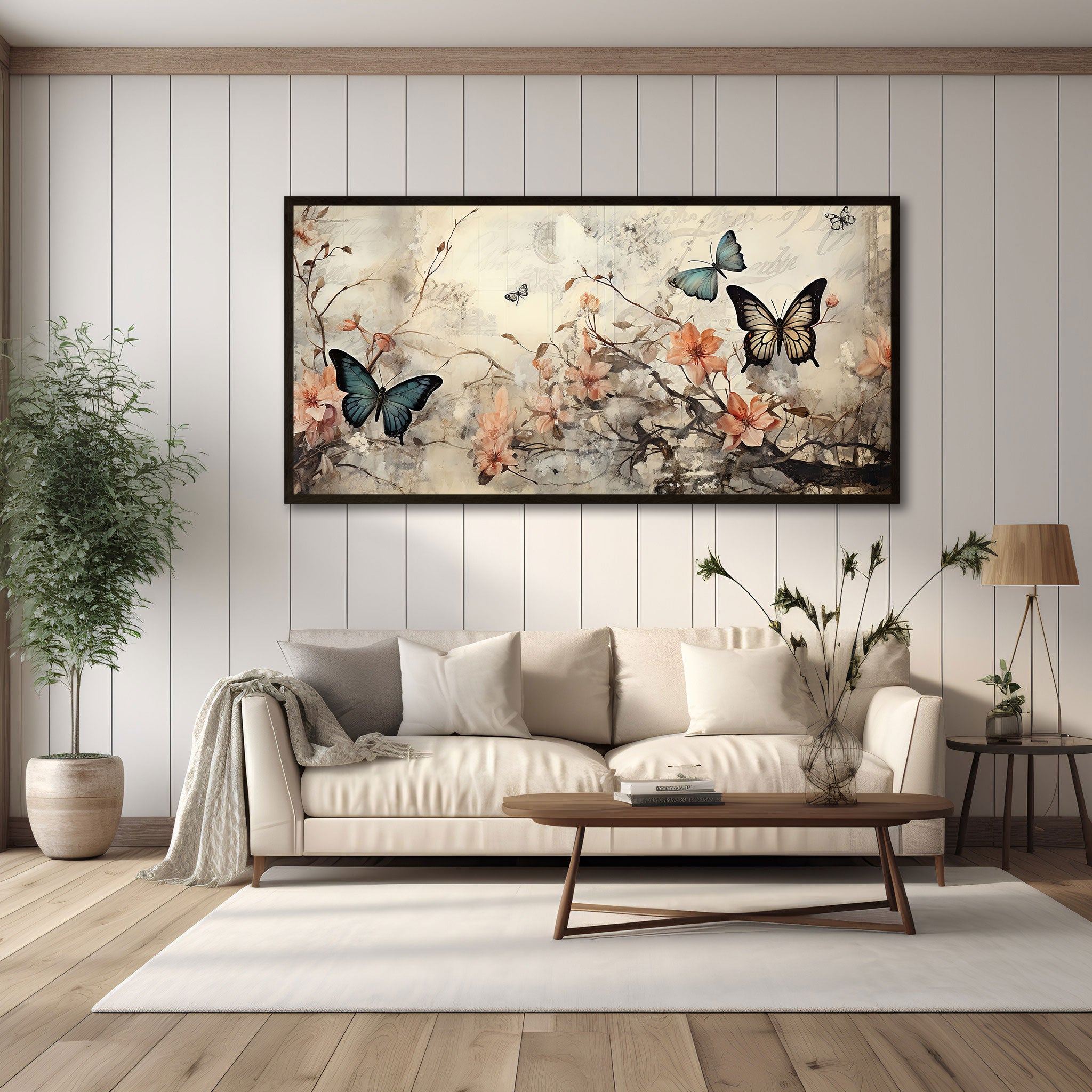 Modern butterfliesAbstract Canvas painting with frame Big Size Wall Art for living room,Bedroom,Drawing room,Hotels