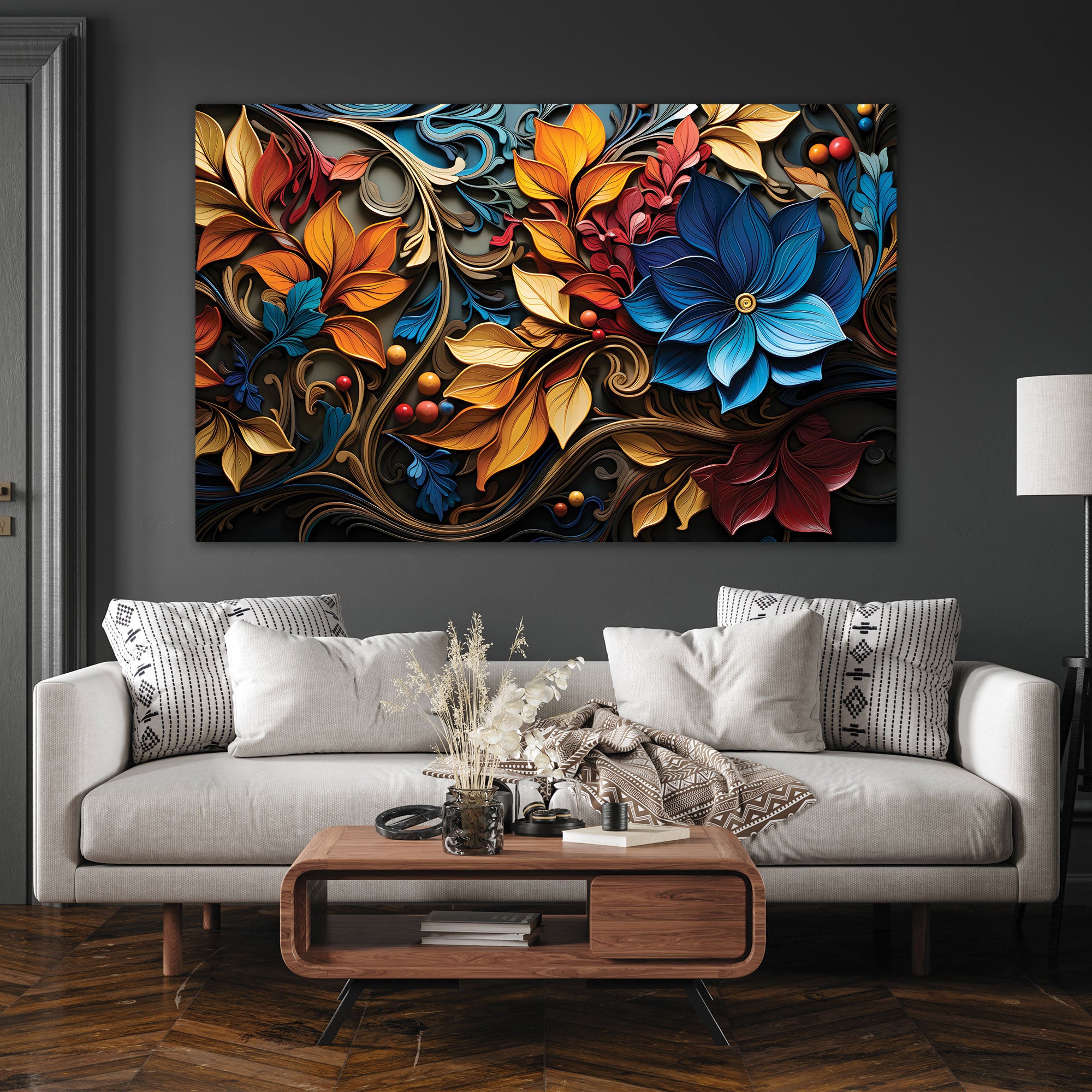 FlowersAbstract Canvas painting with frame Big Size Wall Art for living room,Bedroom,Drawing room,Hotels