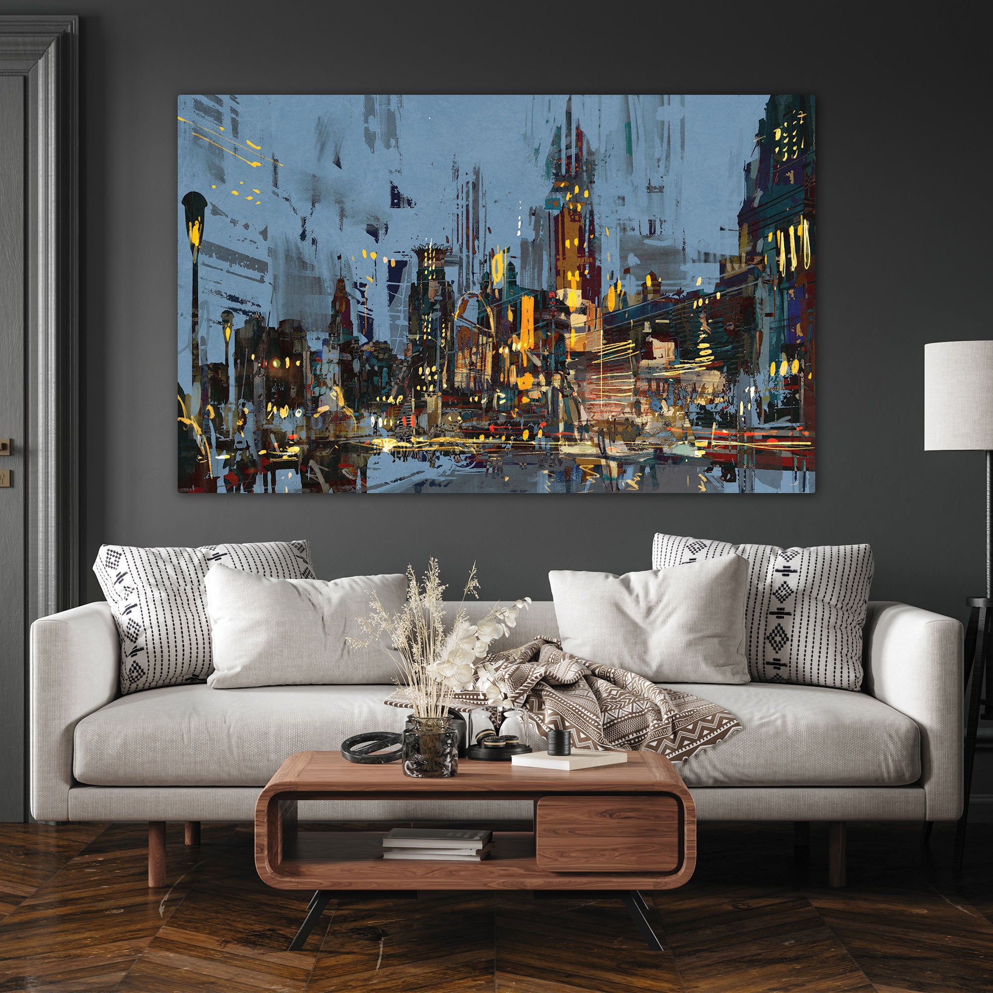 CityAbstract Canvas painting with frame Big Size Wall Art for living room,Bedroom,Drawing room,Hotels