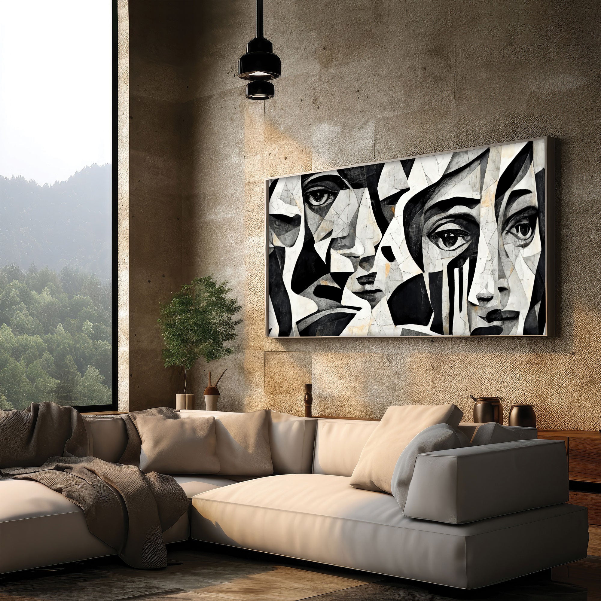 Modern faceAbstract Canvas painting with frame Big Size Wall Art for living room,Bedroom,Drawing room,Hotels
