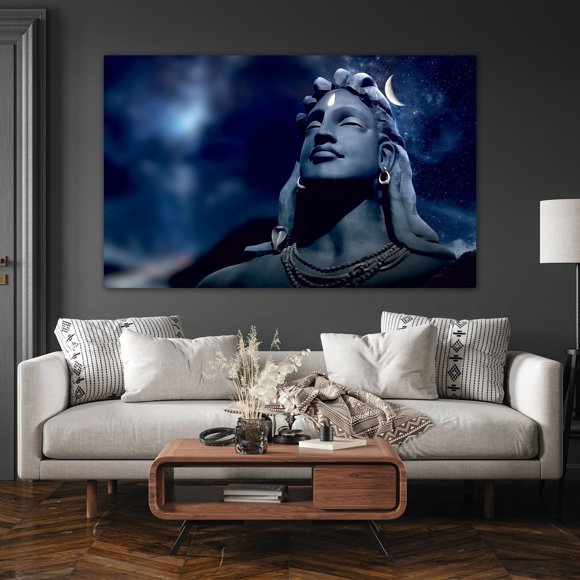Adiyogi Canvas painting with frame Big Size Wall Art for living room,Bedroom,Drawing room,Hotels