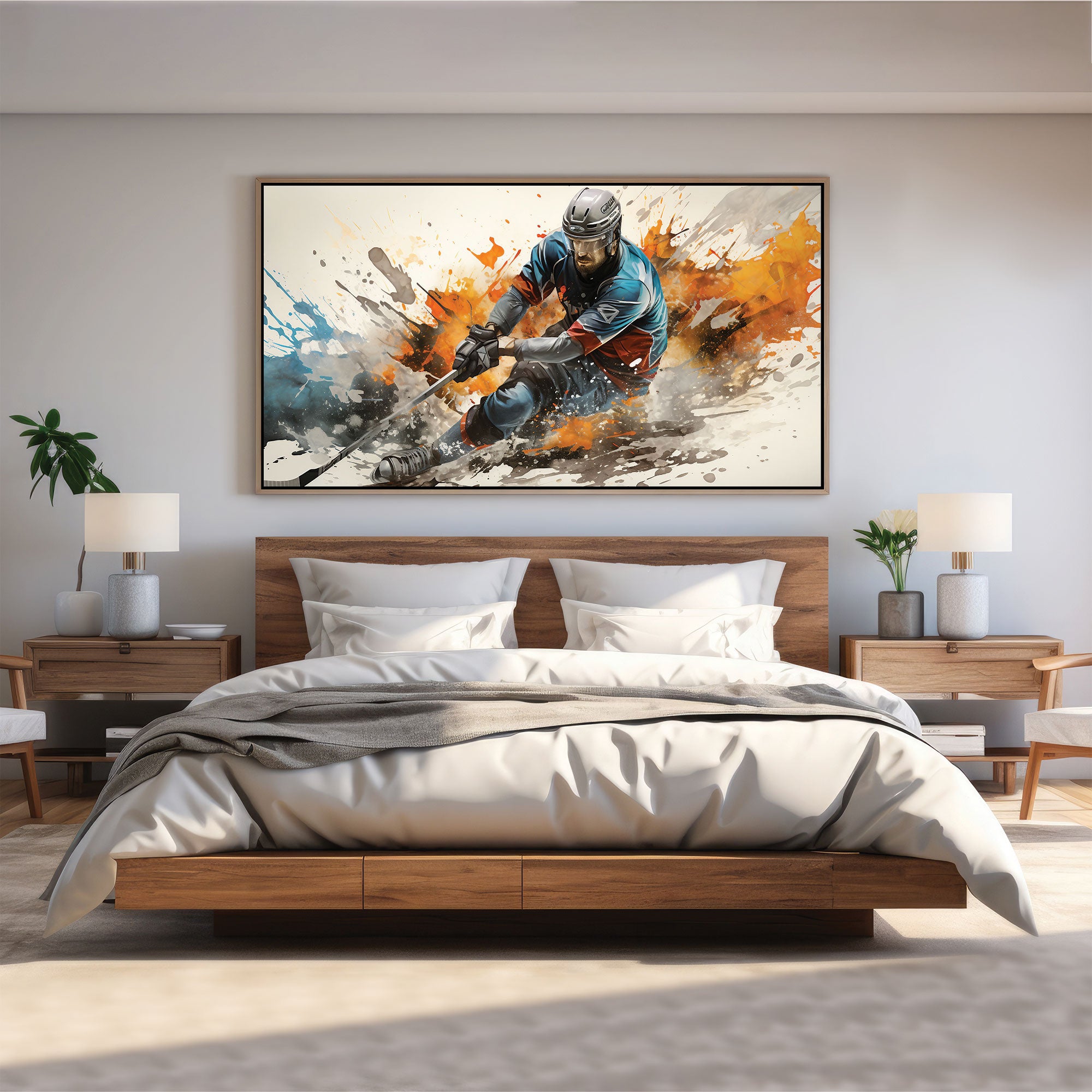 Ppanoramic hockeyAbstract Canvas painting with frame Big Size Wall Art for living room,Bedroom,Drawing room,Hotels
