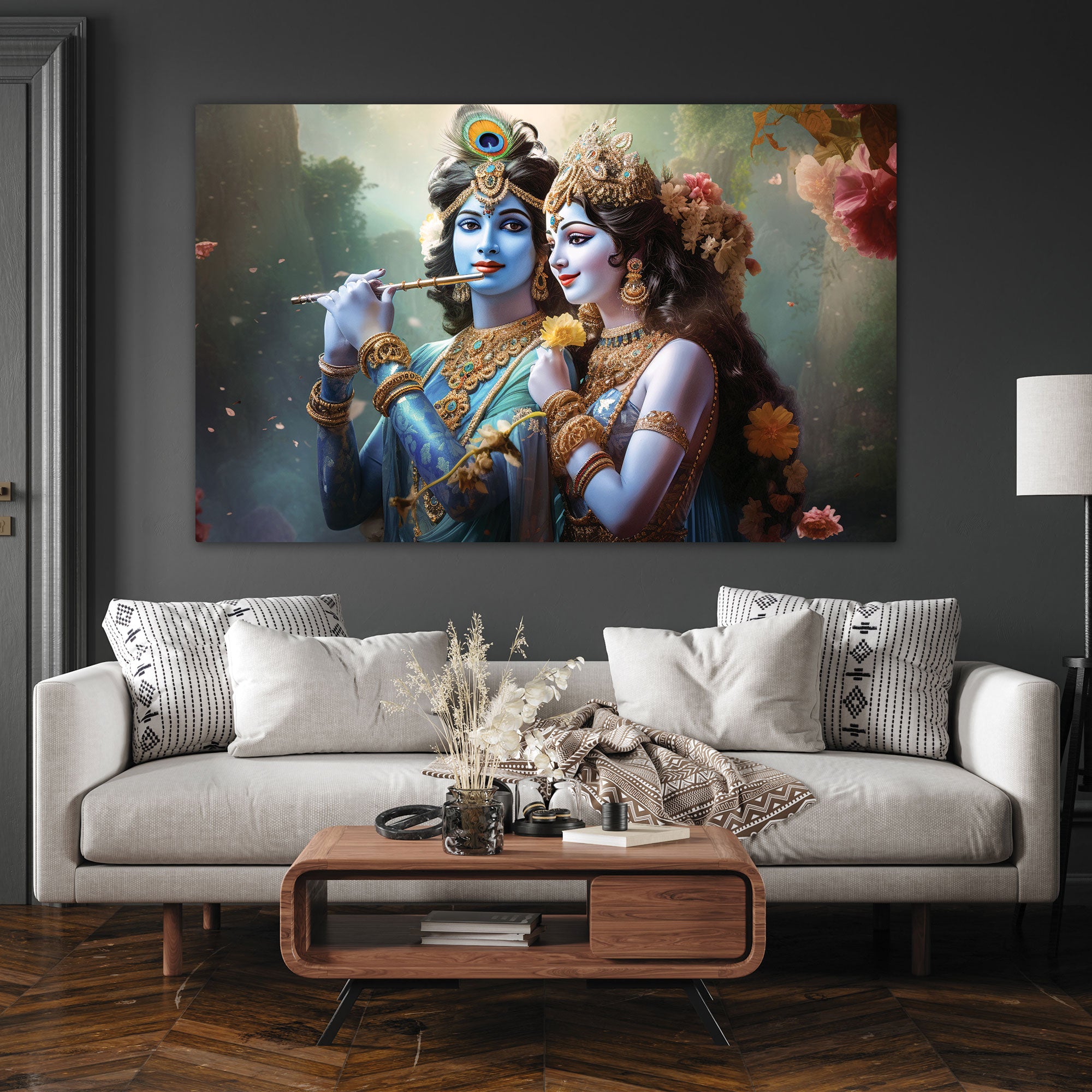 Radha krishan ji Canvas painting with frame Big Size Wall Art for living room,Bedroom,Drawing room,Hotels