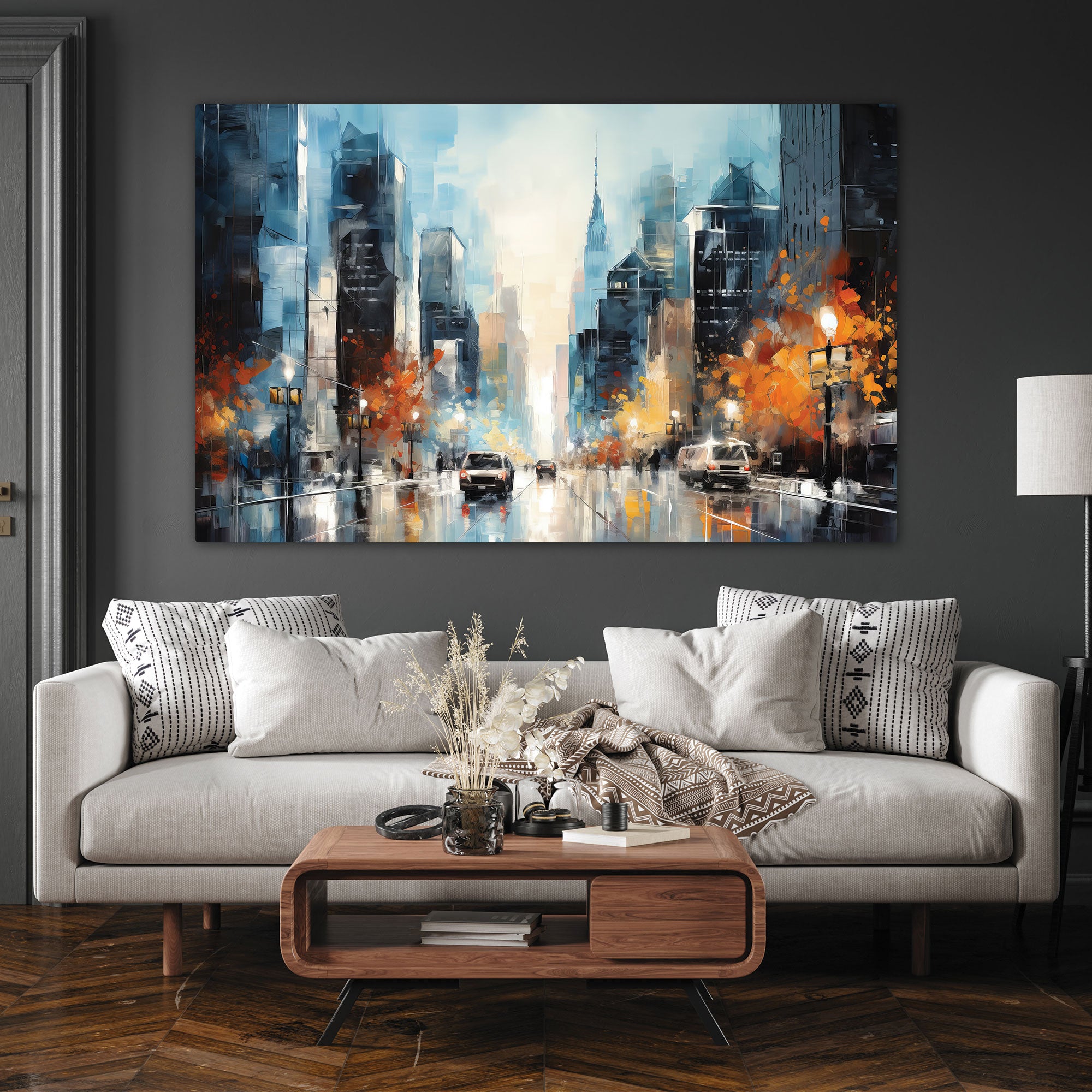 City Abstract Canvas painting with frame Big Size Wall Art for living room,Bedroom,Drawing room,Hotels