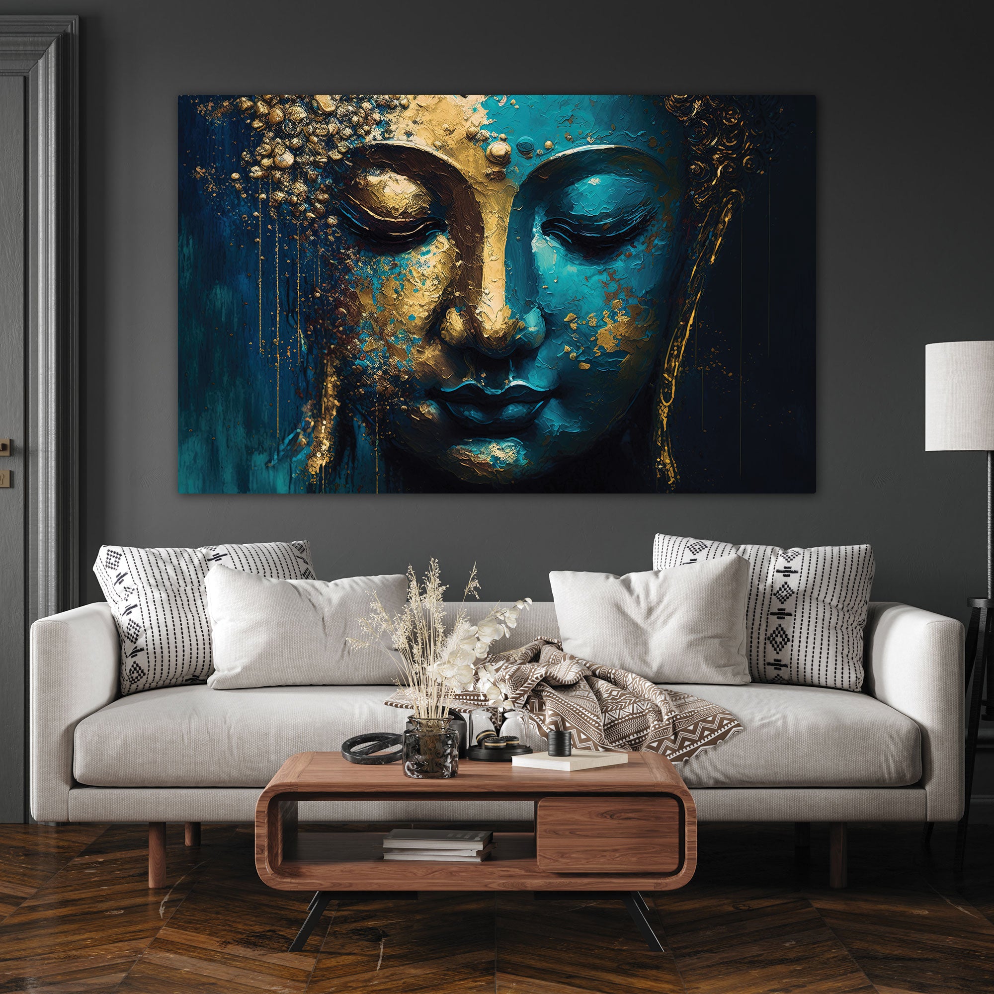 Lord budhism Canvas painting with frame Big Size Wall Art for living room,Bedroom,Drawing room,Hotels