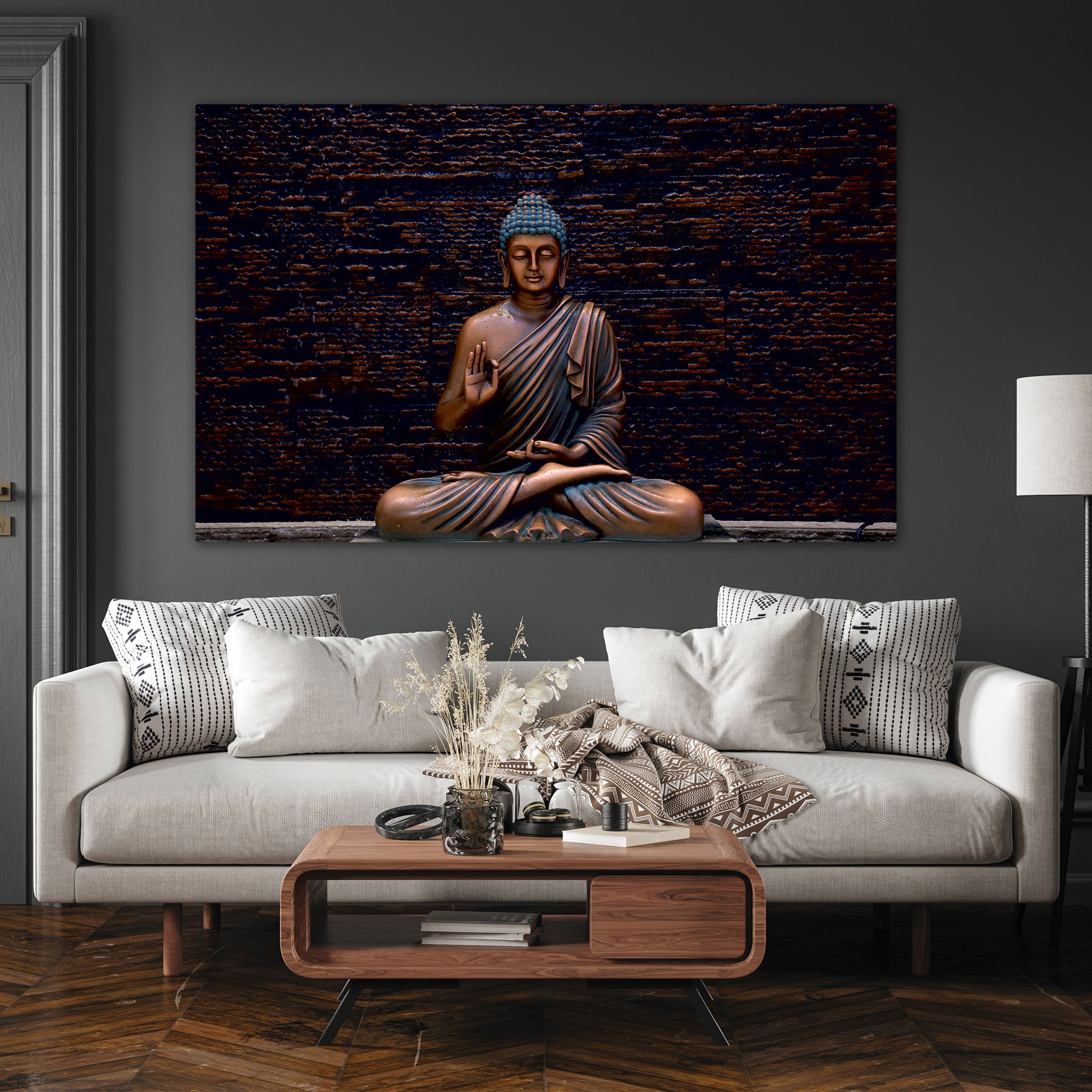Lord budhism Canvas painting with frame Big Size Wall Art for living room,Bedroom,Drawing room,Hotels