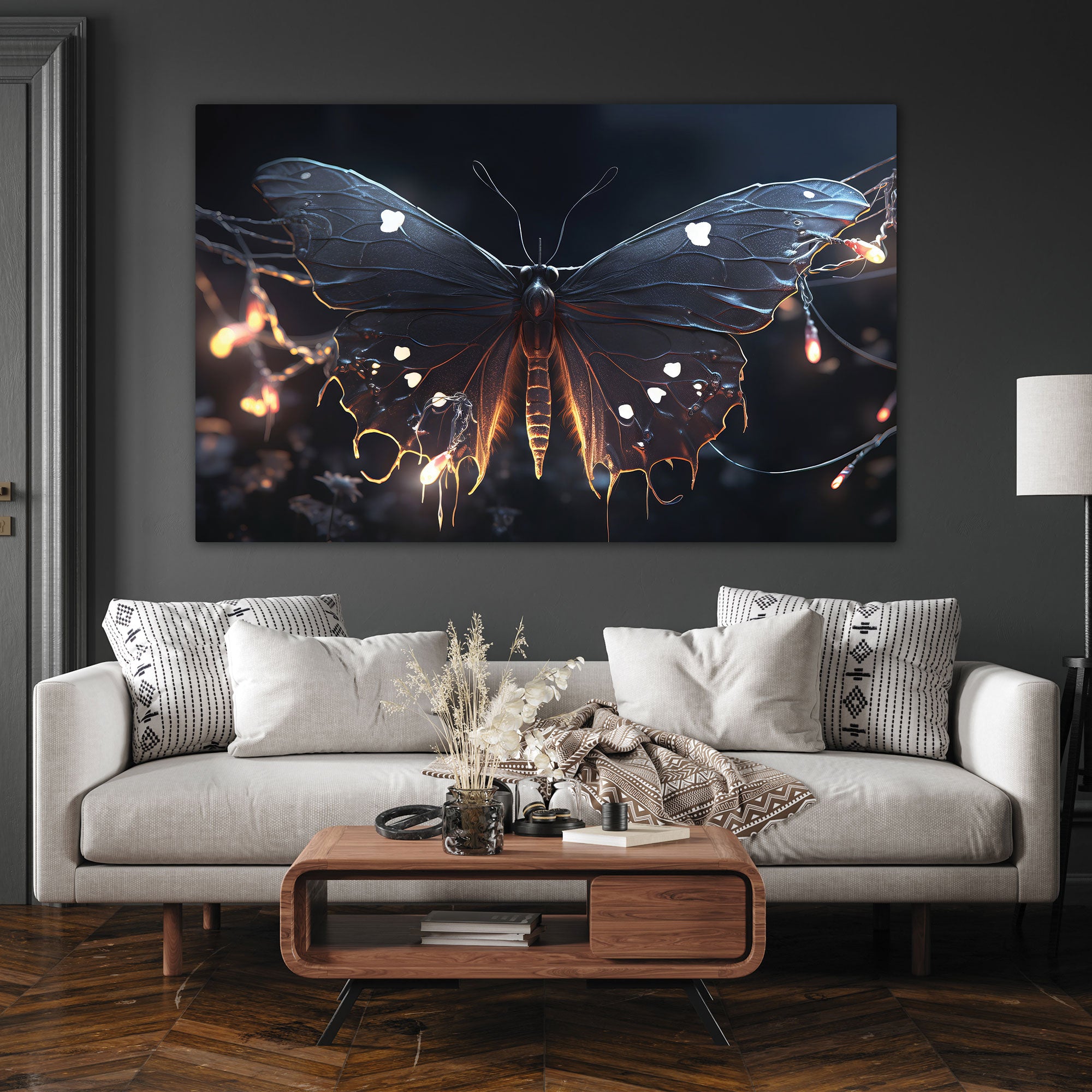 Butterfly Abstract Canvas painting with frame Big Size Wall Art for living room,Bedroom,Drawing room,Hotels