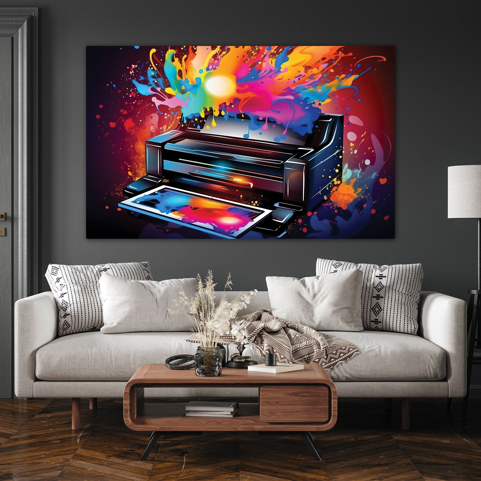 Printer Abstract Canvas painting with frame Big Size Wall Art for living room,Bedroom,Drawing room,Hotels