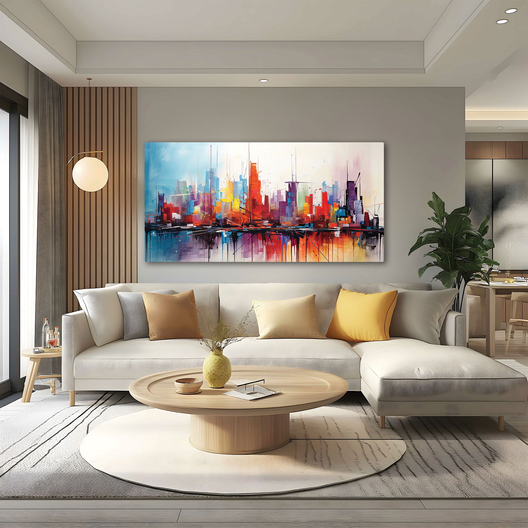 The Castle city Multi cloursAbstract Canvas painting with frame Big Size Wall Art for living room,Bedroom,Drawing room,Hotels
