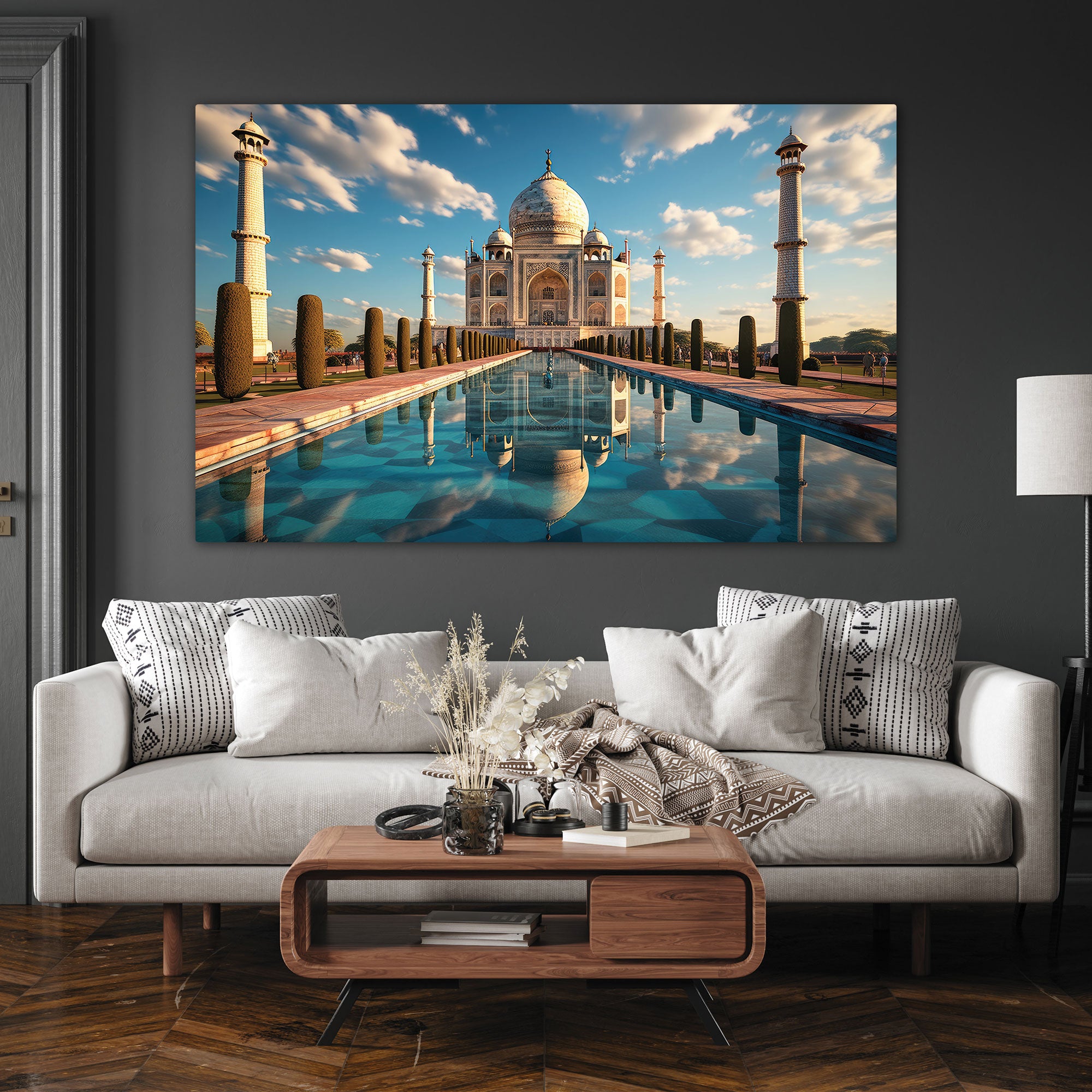 Taj mahal Canvas painting with frame Big Size Wall Art for living room,Bedroom,Drawing room,Hotels