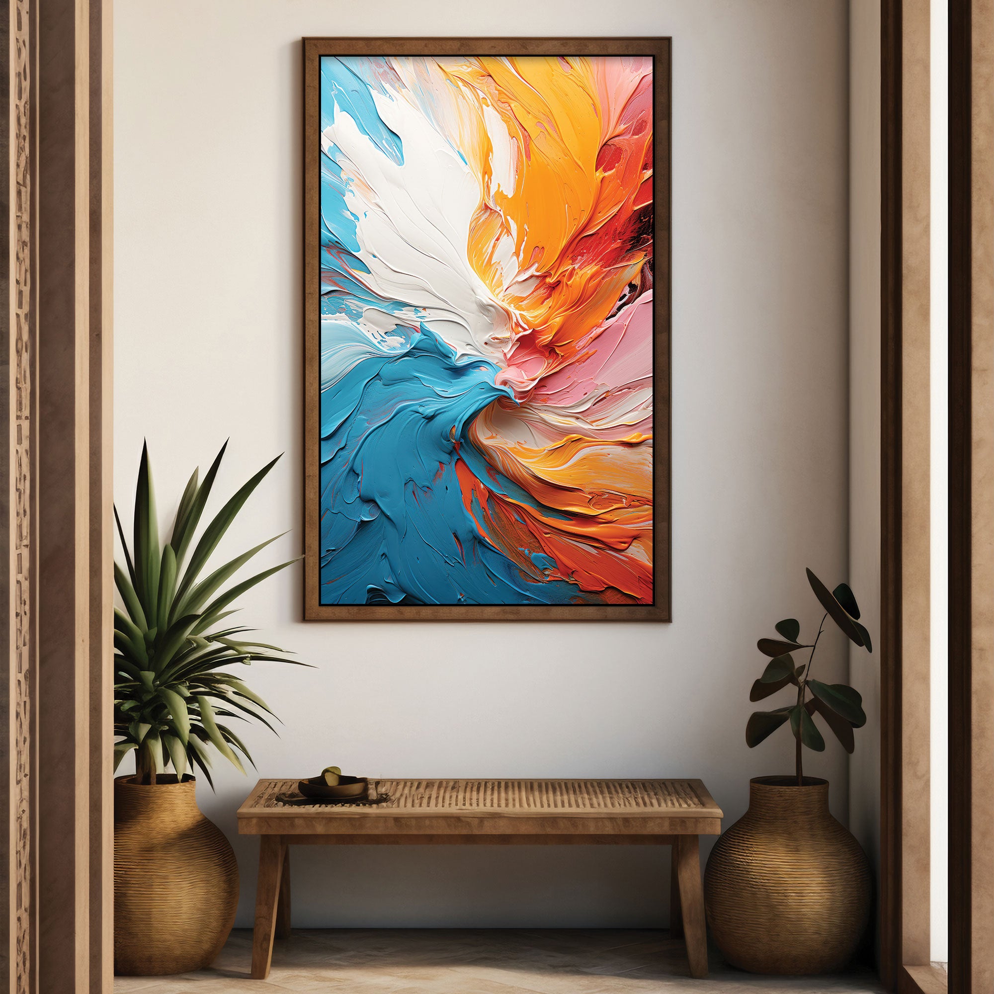 Multi colourAbstract Canvas painting with frame Big Size Wall Art for living room,Bedroom,Drawing room,Hotels