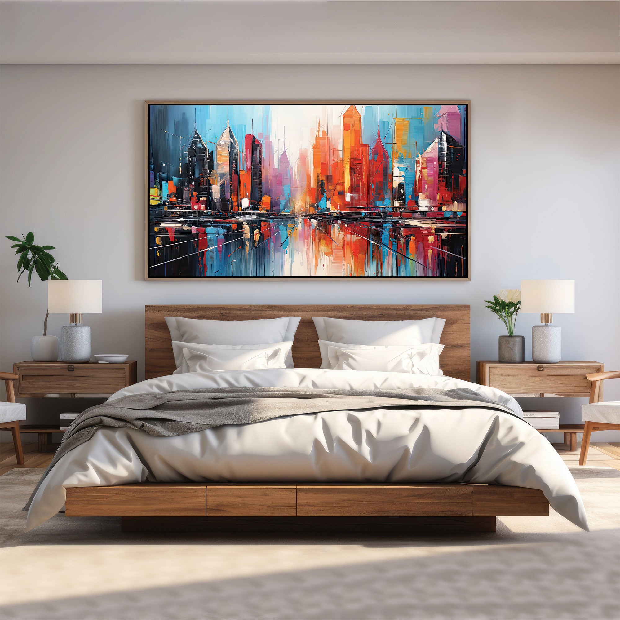 Multi coloursAbstract Canvas painting with frame Big Size Wall Art for living room,Bedroom,Drawing room,Hotels
