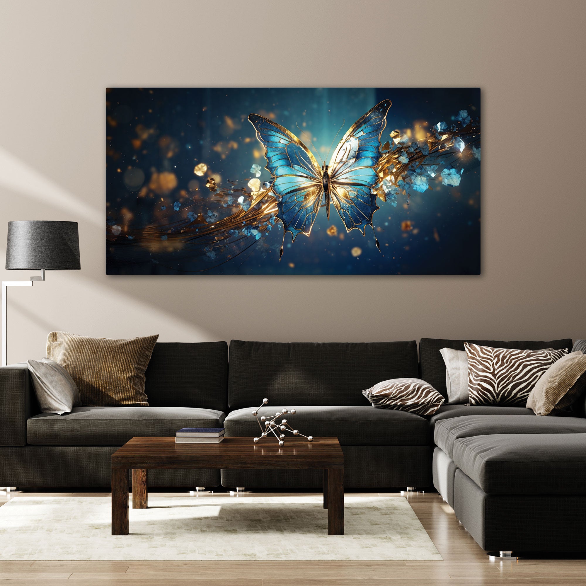 Golden butterfly Canvas painting Big Size Wall Art for living room,Bedroom,Drawing room,Hotels