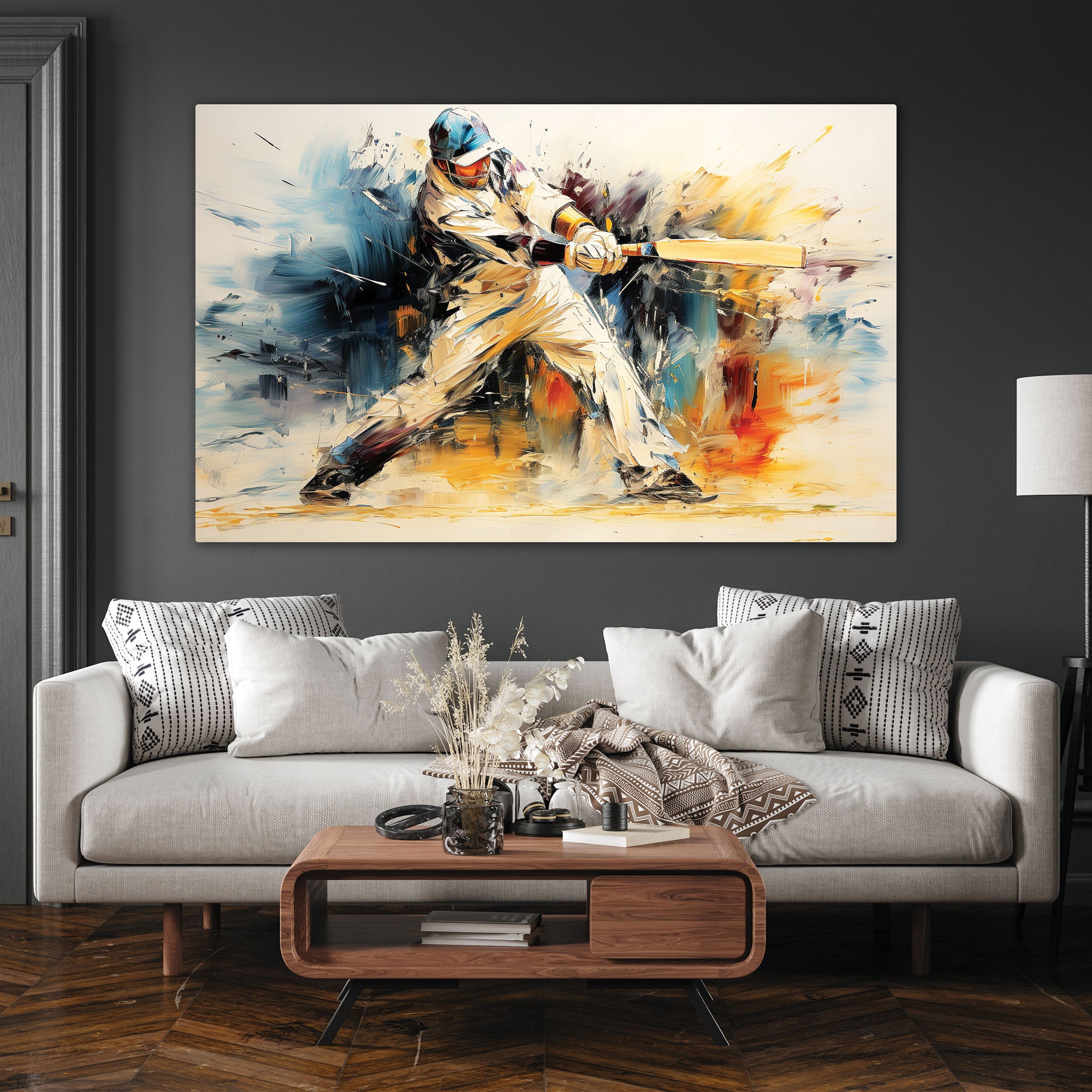 The Castle Decor cricket shot canvas/Sparkle painting Big Size Wall Art for living room,Bedroom,Drawing room,Hotels-Wooden Framed-Digital Painting